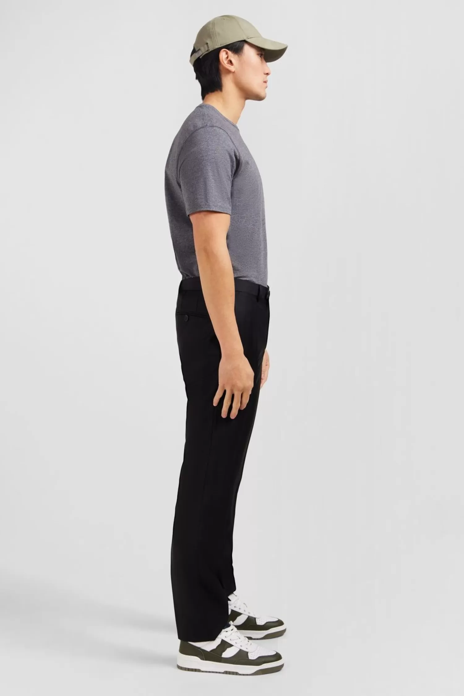 pantalon_slim_noir_en_laine_a_plis_casses_4.webp Eden Park Pantalon Slim Noir En Laine A Plis Casses-Homme Pantalons