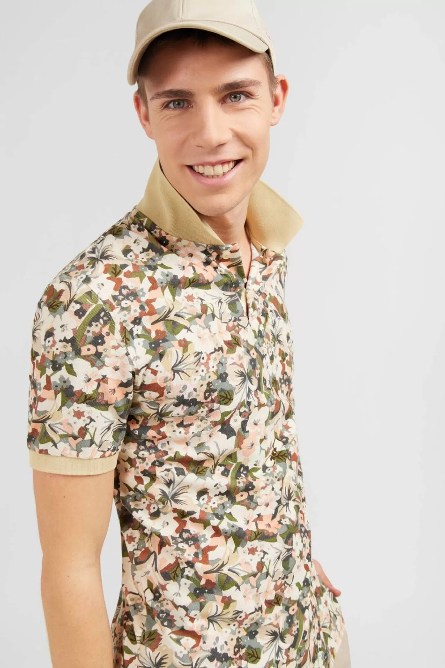 polo_blanc_imprime_fleurs_a_manches_courtes_2.webp Eden Park Polo Blanc Imprime Fleurs A Manches Courtes-Homme Polos