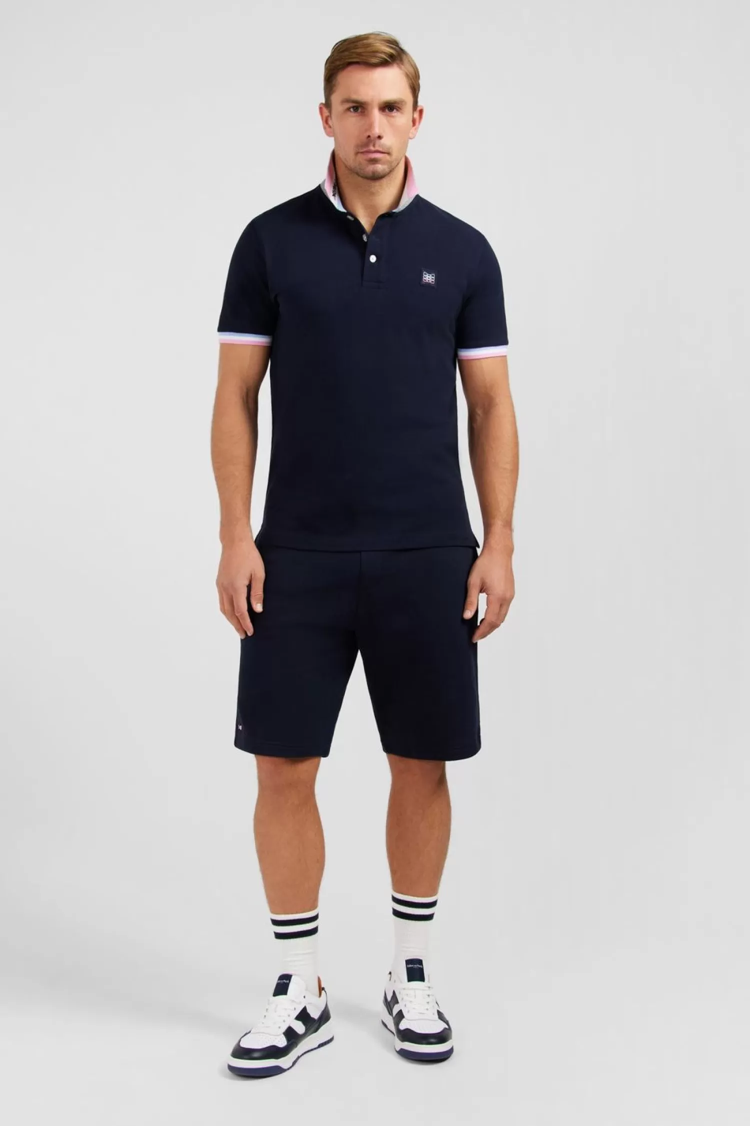 Eden Park Polo Bleu Marine A Details Tricolores-Homme Polos