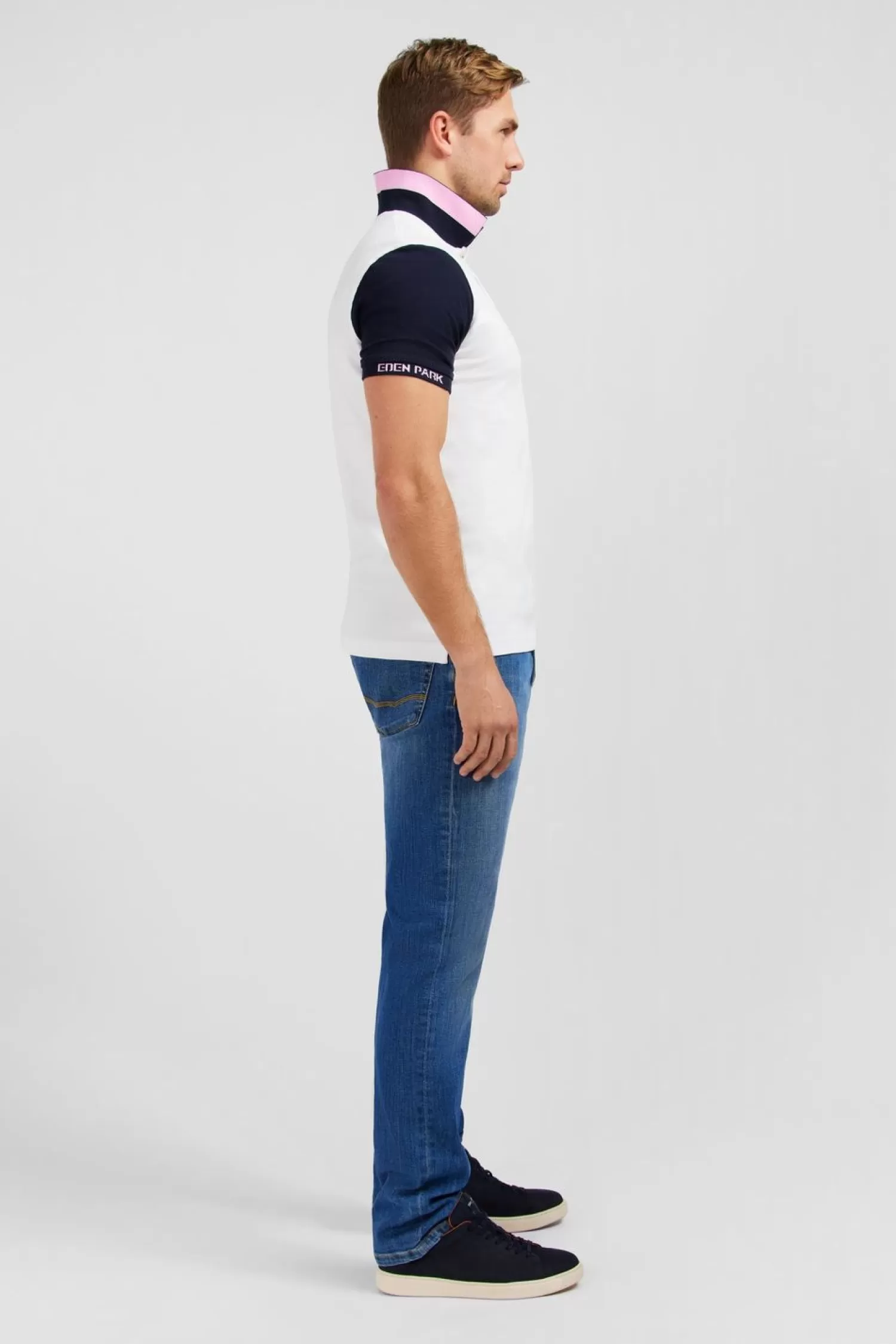 polo_colorblock_blanc_a_manches_courtes_2.webp Eden Park Polo Colorblock Blanc A Manches Courtes-Homme Polos