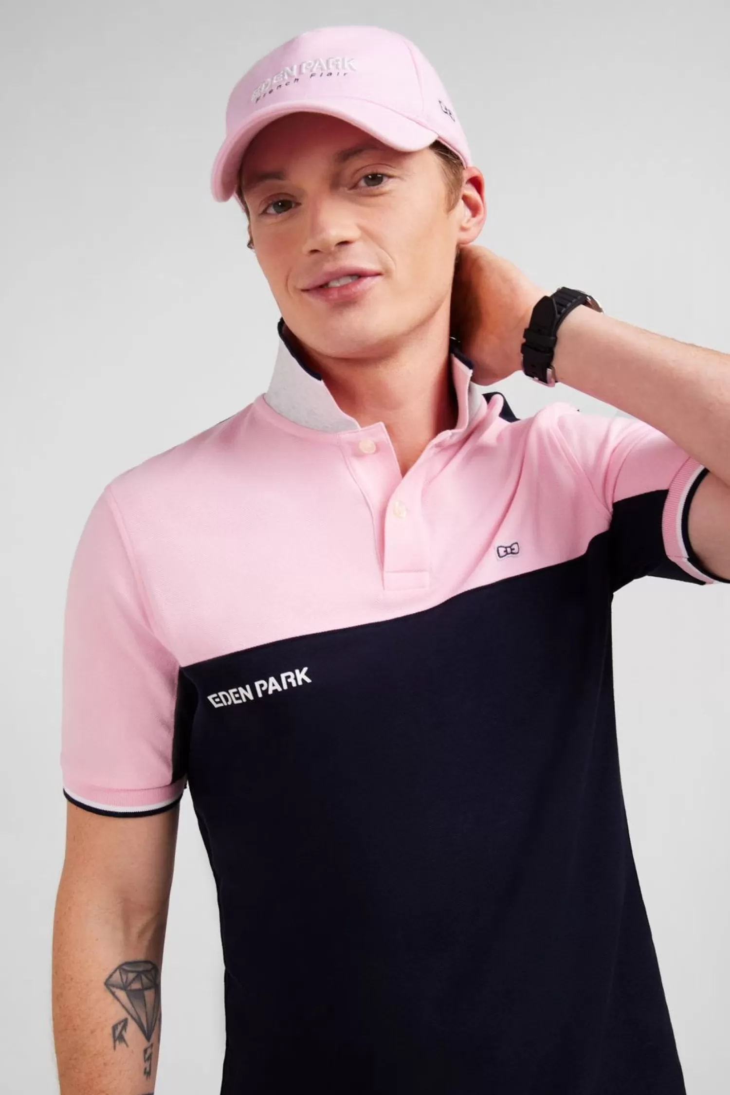 Eden Park Polo Colorblock Rose A Manches Courtes-Homme Polos