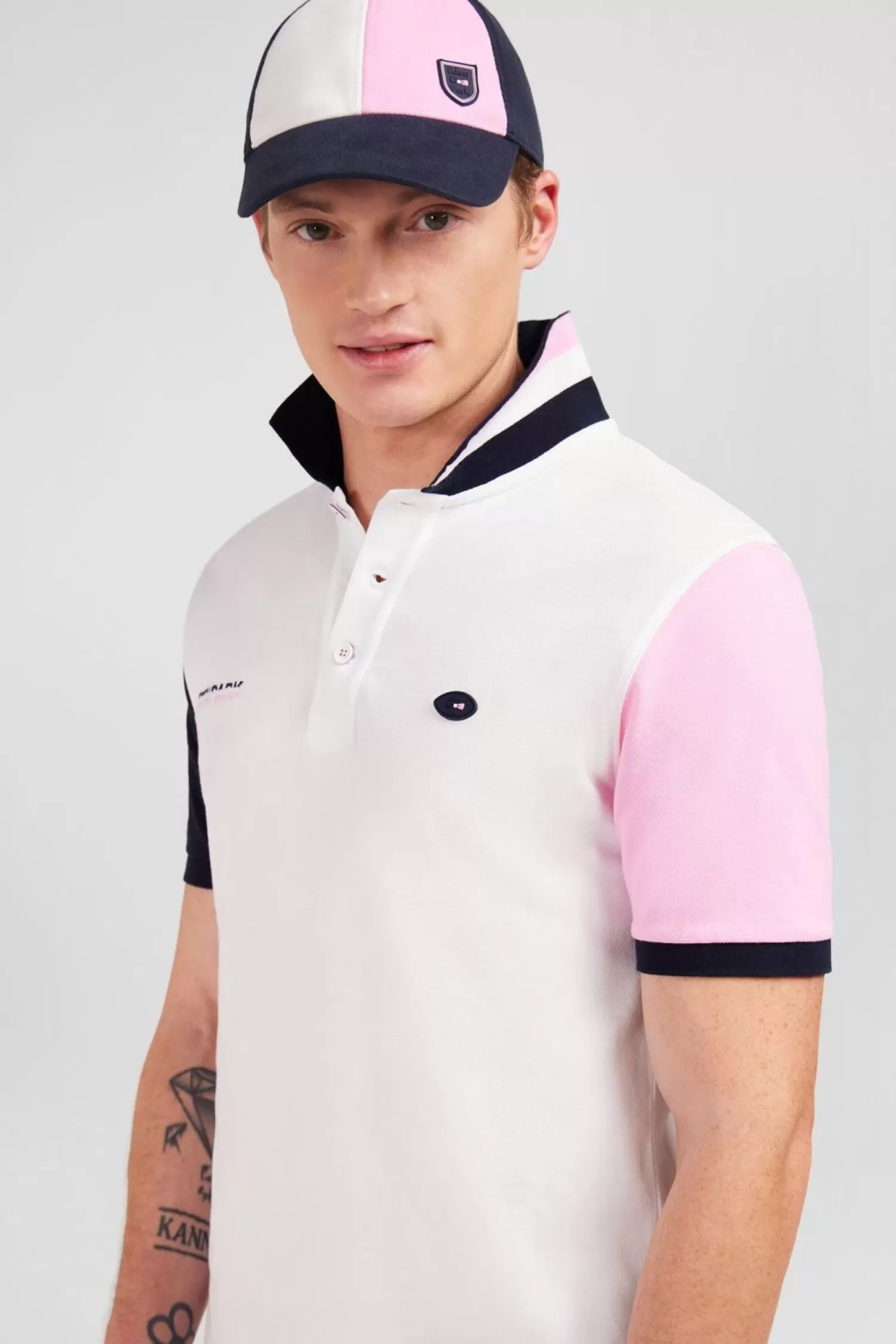 polo_colorblock_rose_en_coton_pique_a_broderie_xv_de_france_2.webp Eden Park Polo Colorblock Rose En Coton Pique A Broderie Xv De France-Homme Polos