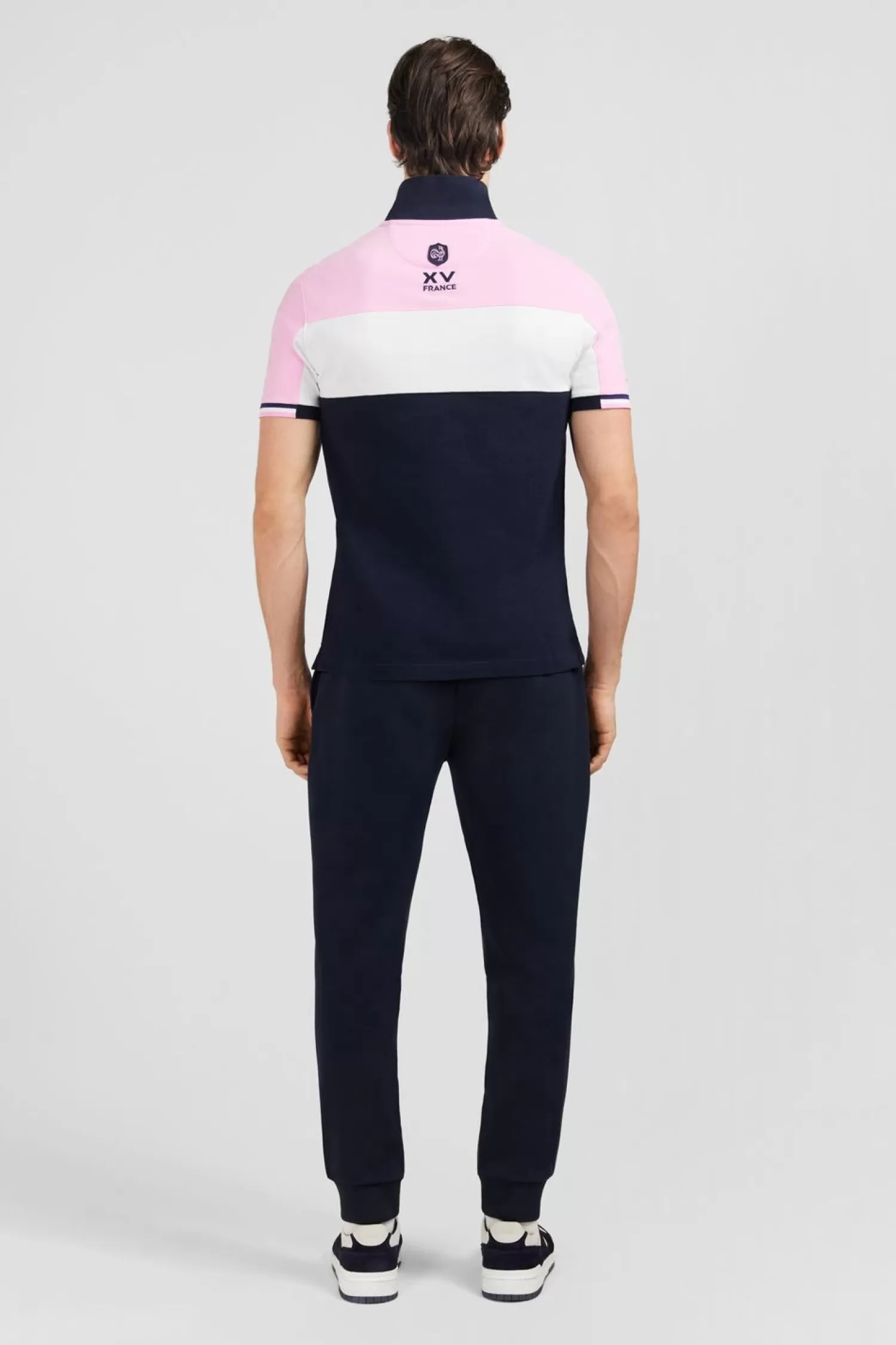 Eden Park Polo Colorblock Rose En Coton Pique A Broderie Xv De France-Homme Polos