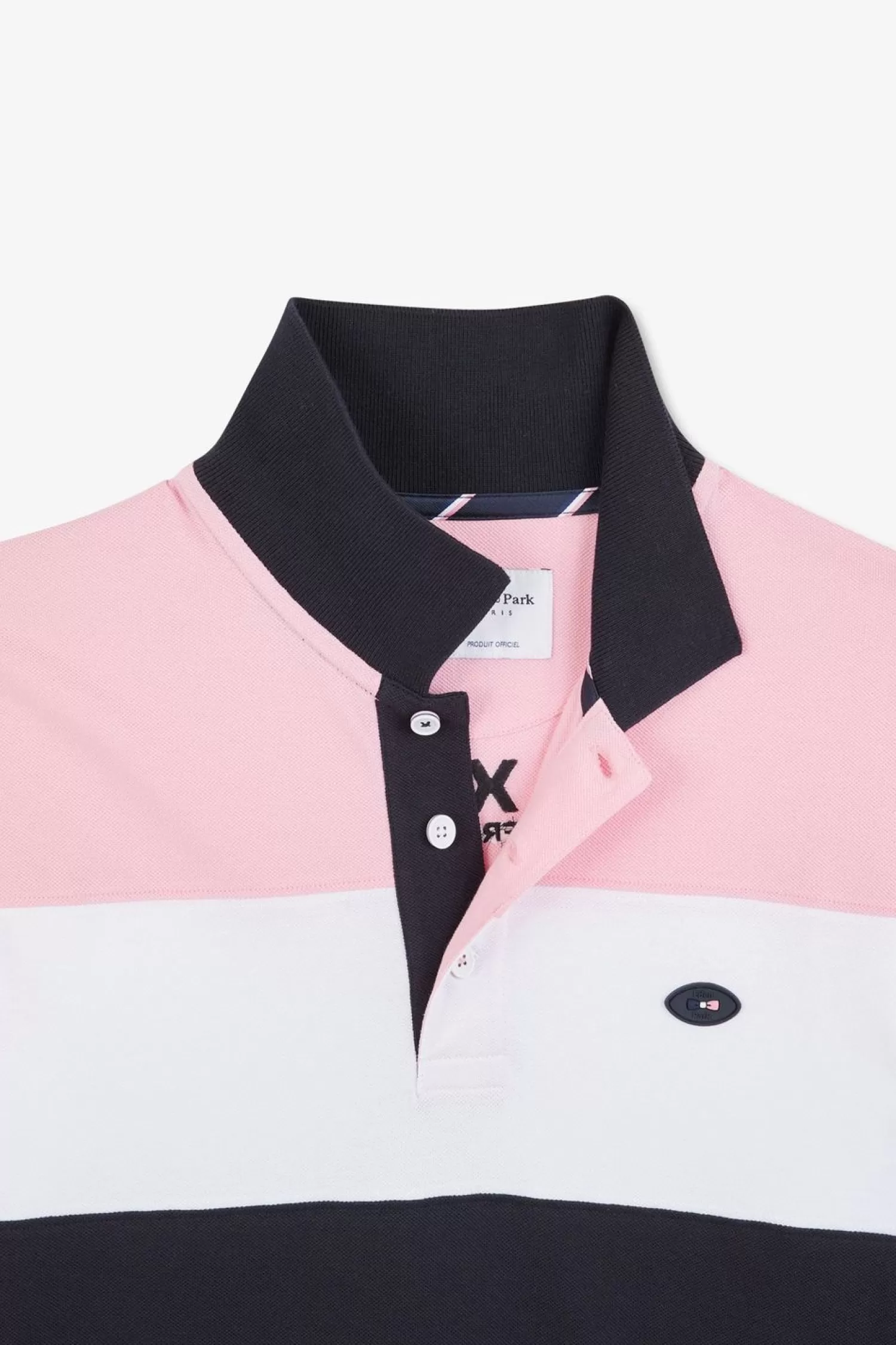 Eden Park Polo Colorblock Rose En Coton Pique A Broderie Xv De France-Homme Polos