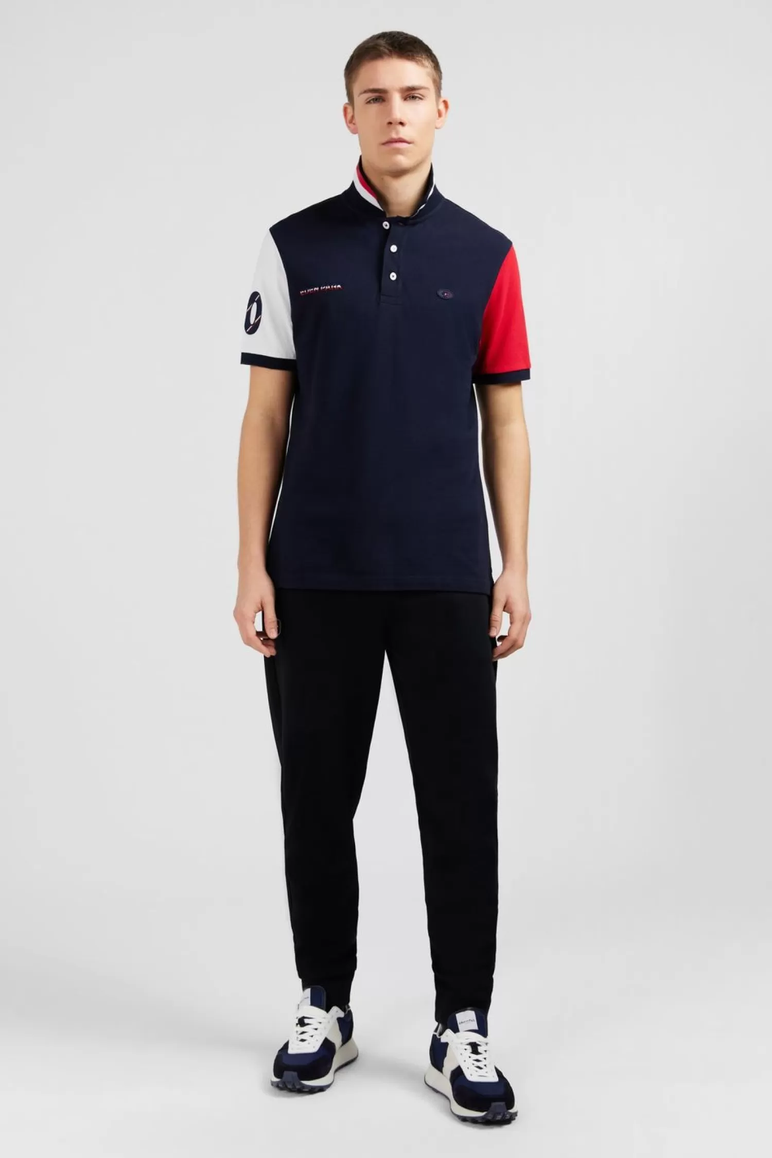 Eden Park Polo Colorblock Rouge En Coton Pique A Broderie Xv De France-Homme Polos