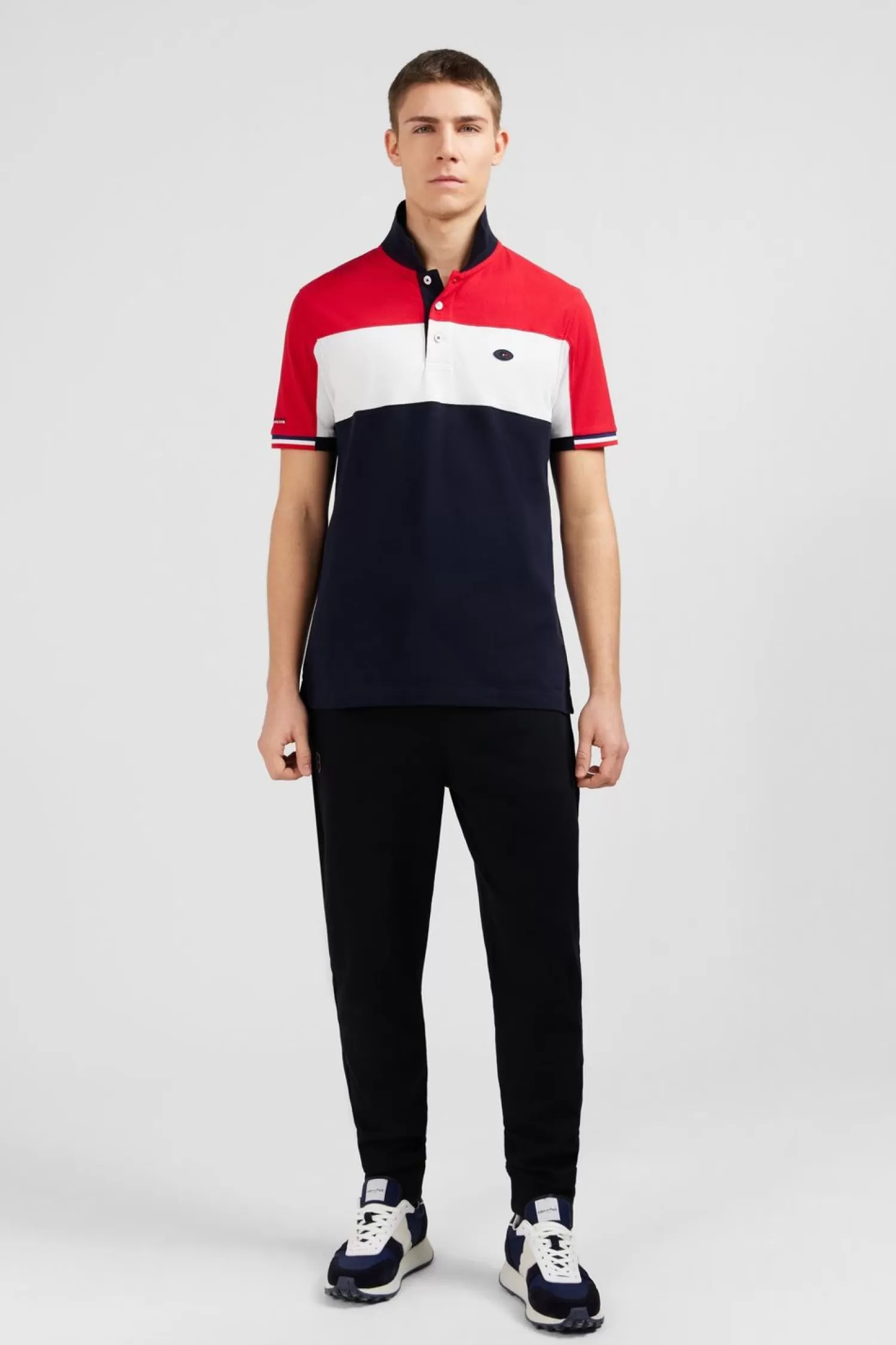 Eden Park Polo Colorblock Rouge En Coton Pique A Broderie Xv De France-Homme Polos