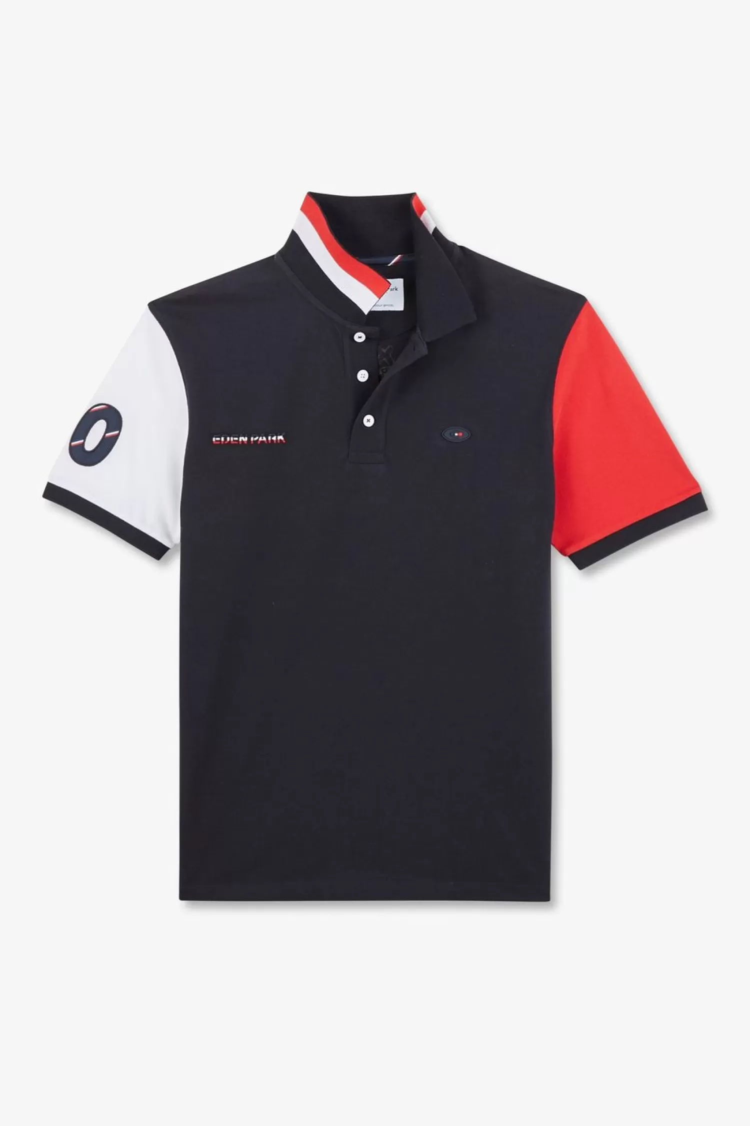 Eden Park Polo Colorblock Rouge En Coton Pique A Broderie Xv De France-Homme Polos