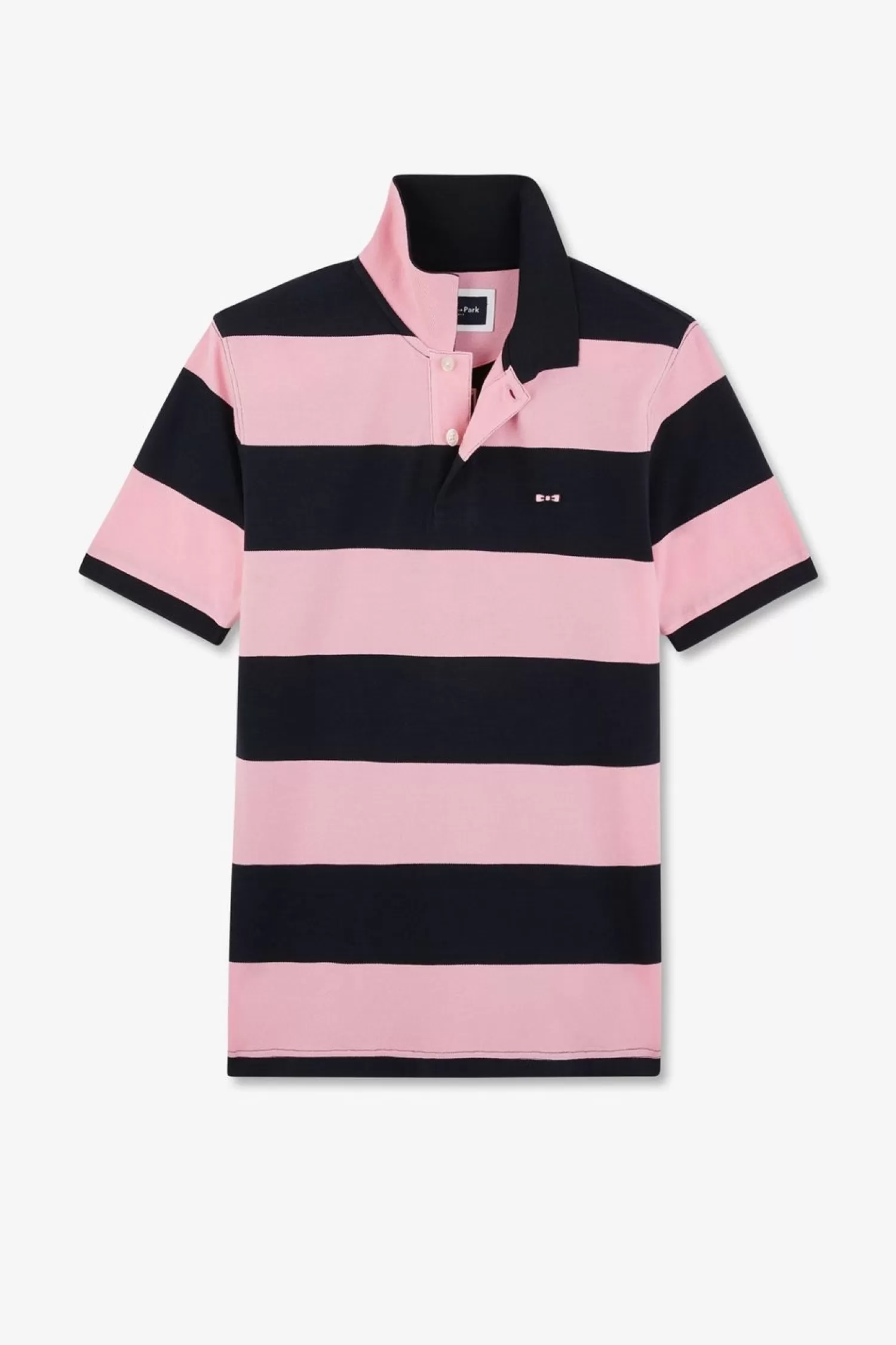 Eden Park Polo Manches Courtes Cercle Marine Et Rose En Pique Coton-Homme Polos