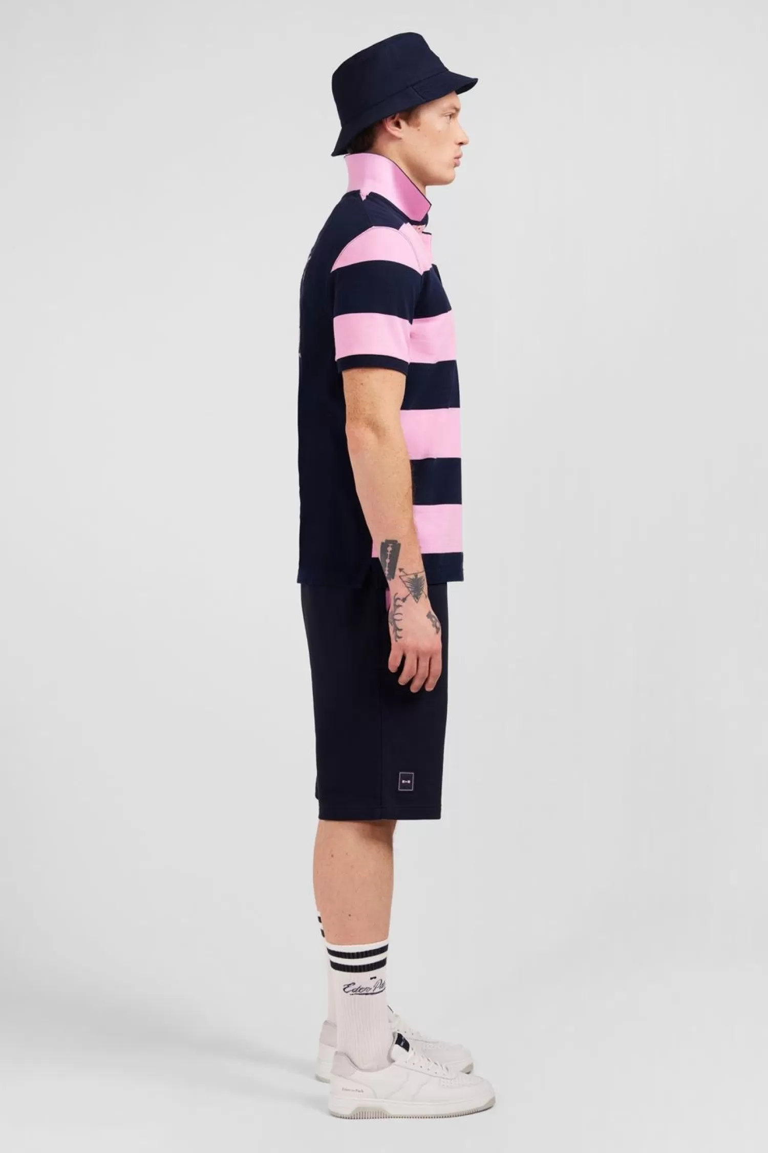Eden Park Polo Manches Courtes Cercle Marine Et Rose En Pique Coton-Homme Polos