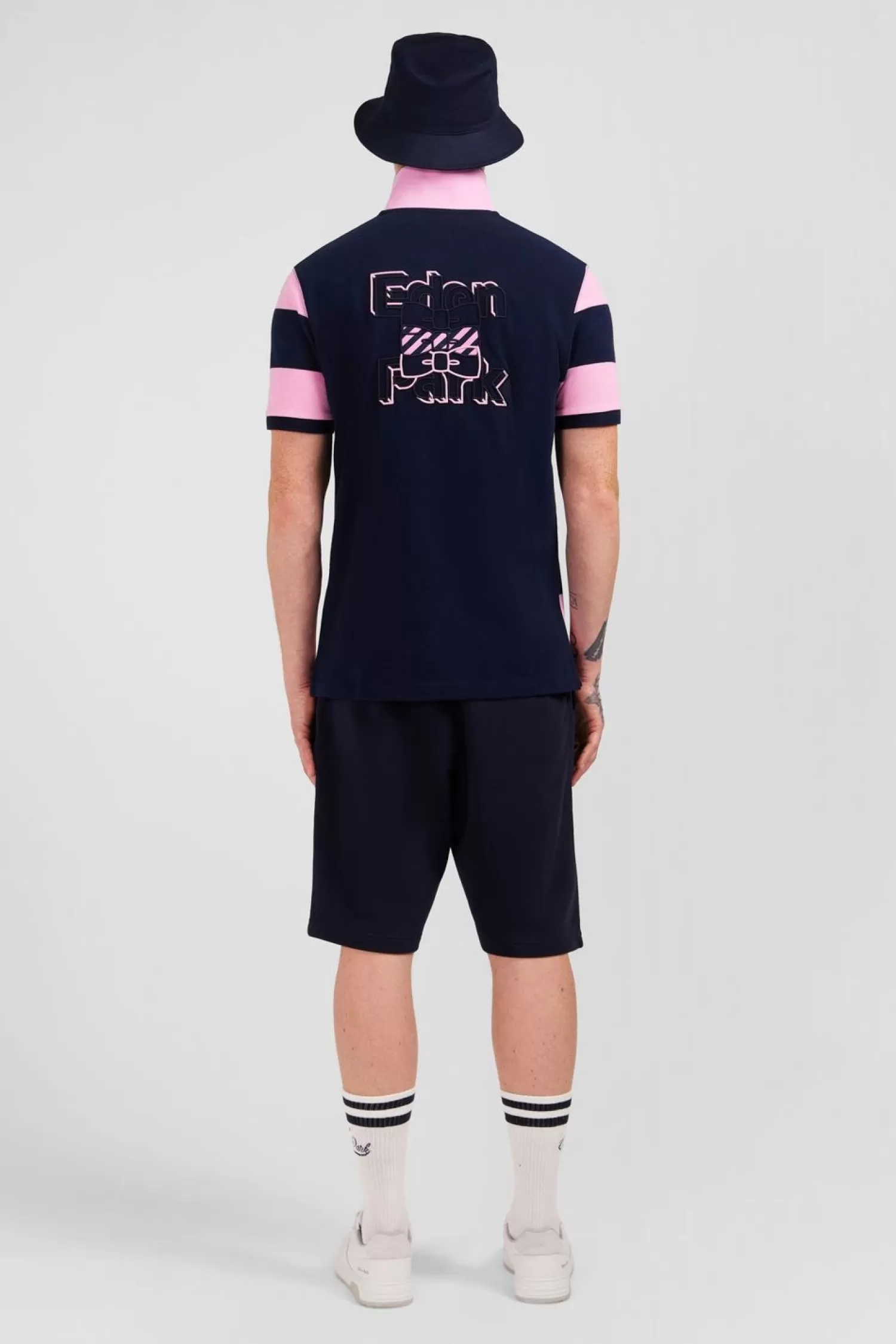 Eden Park Polo Manches Courtes Cercle Marine Et Rose En Pique Coton-Homme Polos