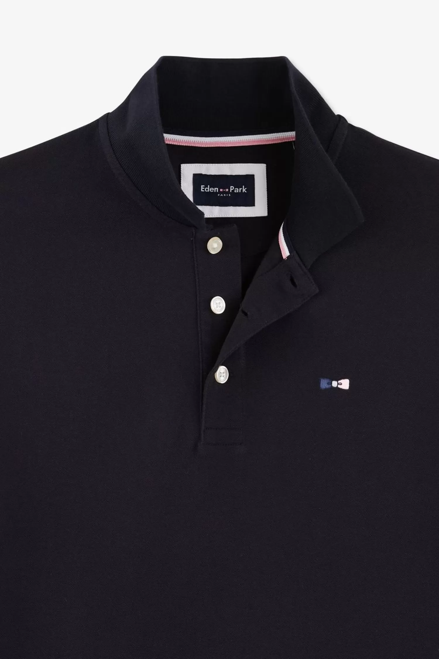 Eden Park Polo Manches Courtes Marine Tricolore En Pique Coton Details Noeuds-Homme Polos