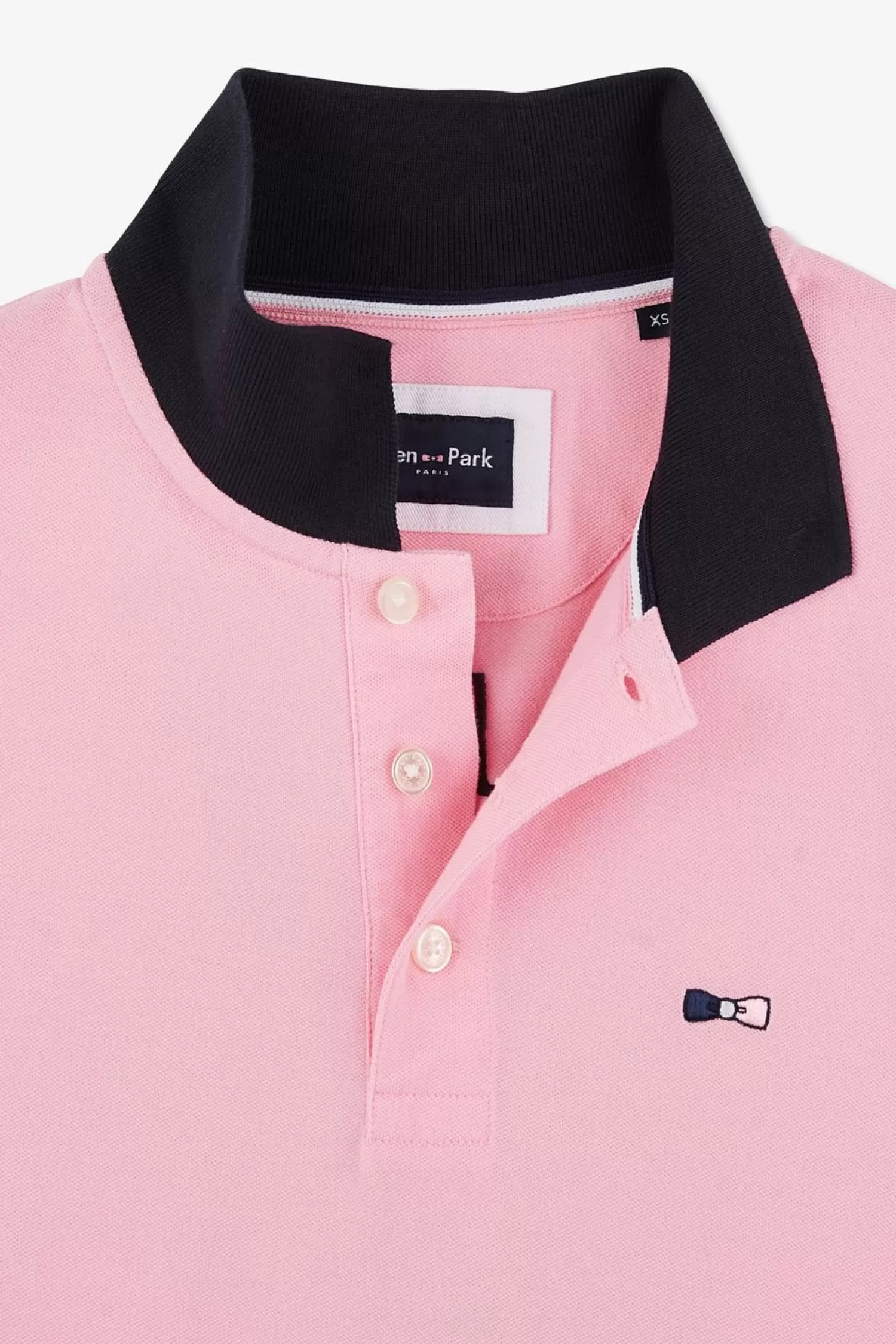 Eden Park Polo Manches Courtes Rose Tricolore En Pique Coton Details Noeuds-Homme Polos