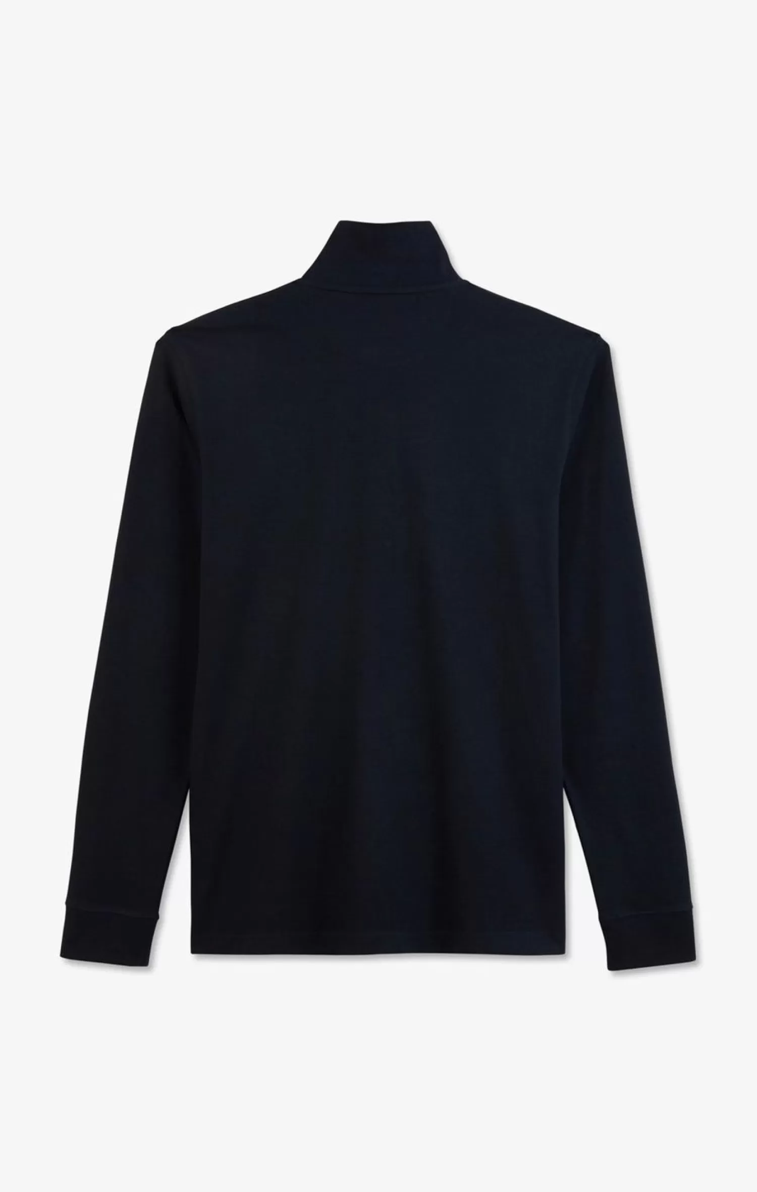 Eden Park Polo Manches Longues Bleu Marine Uni En Pique De Coton Stretch-Homme Polos