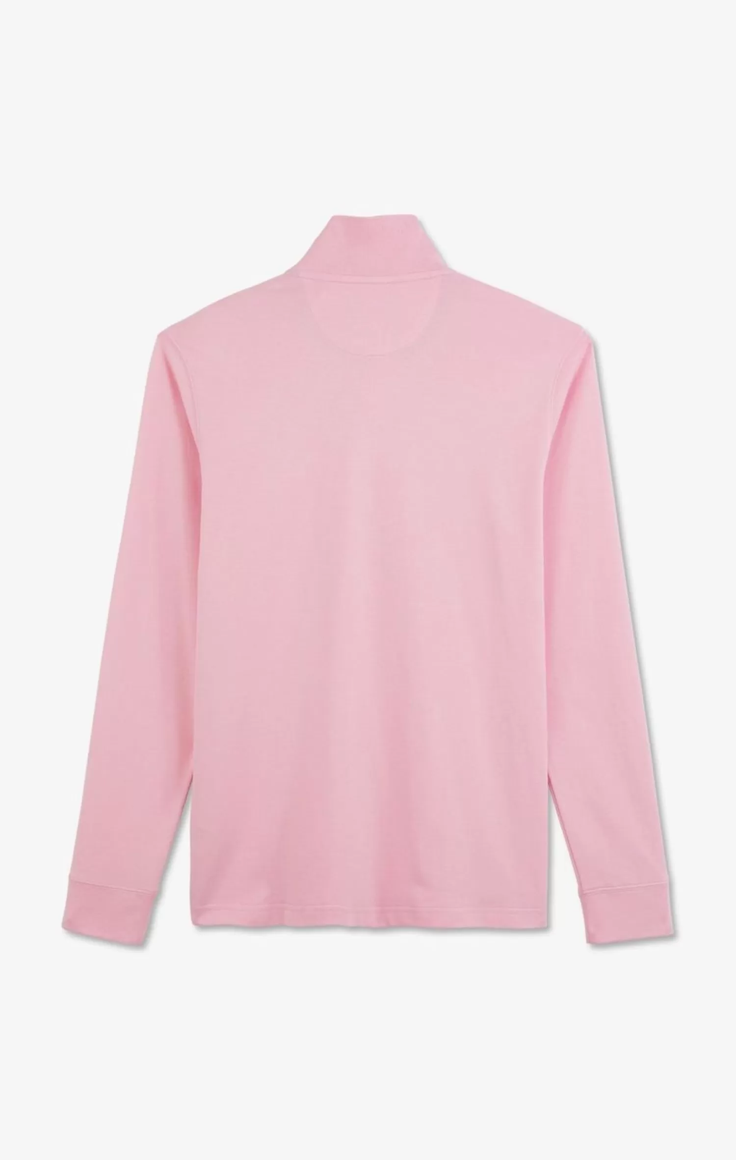 Eden Park Polo Manches Longues Rose Uni En Pique De Coton Stretch-Homme Polos