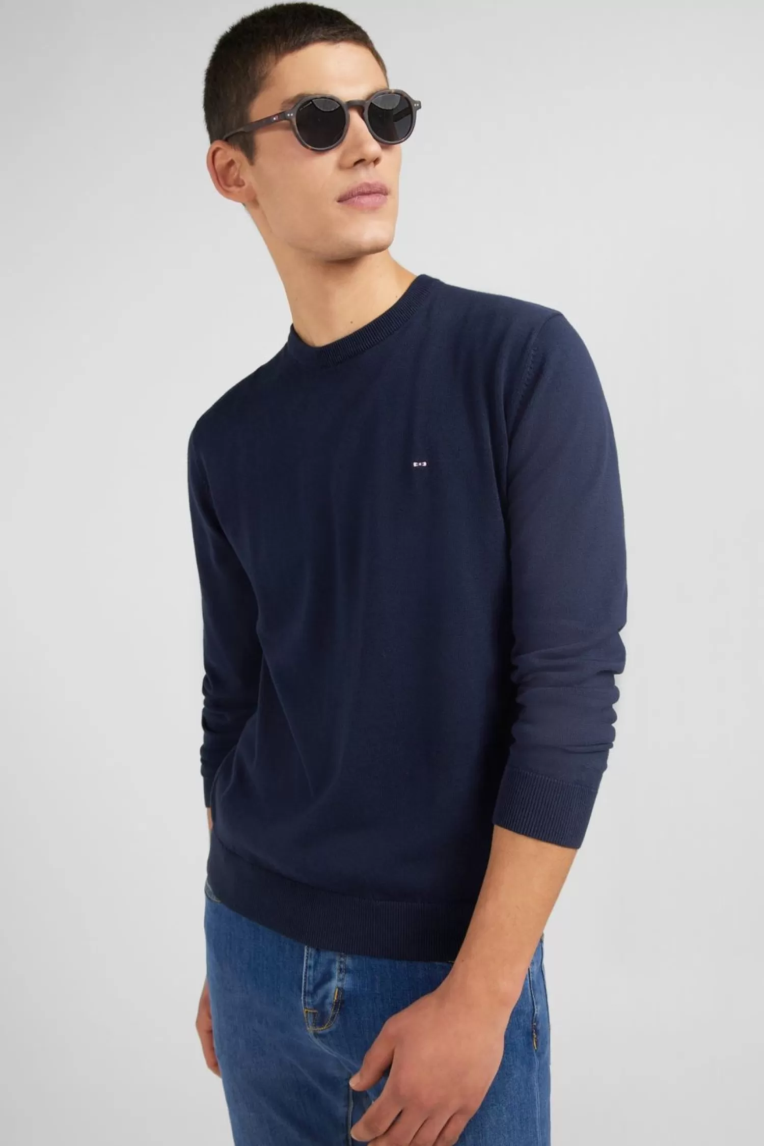 pull_bleu_marine_a_col_rond_en_coton_3.webp Eden Park Pull Bleu Marine A Col Rond En Coton-Homme Pulls