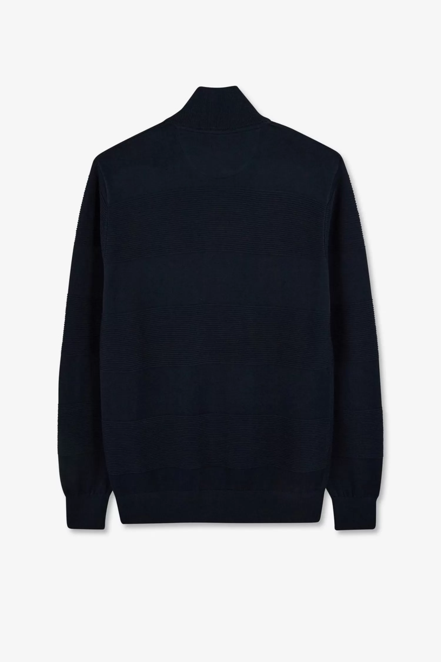 Eden Park Pull Col Camionneur Zippe Marine A Jeux De Maille En Coton-Homme Pulls