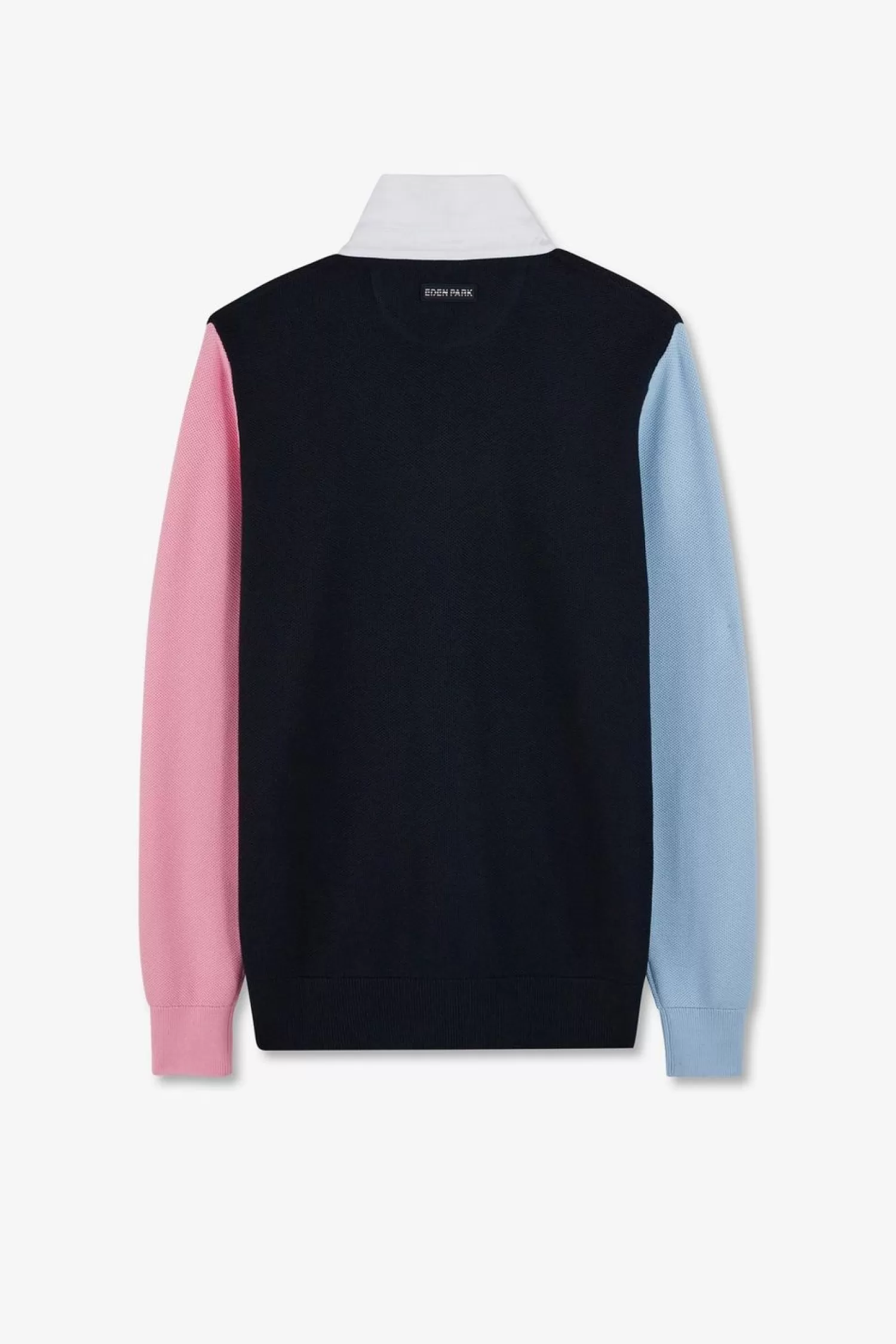 pull_colorblock_marine_a_col_maillot_en_coton_3.webp Eden Park Pull Colorblock Marine A Col Maillot En Coton-Homme Maillots De Rugby