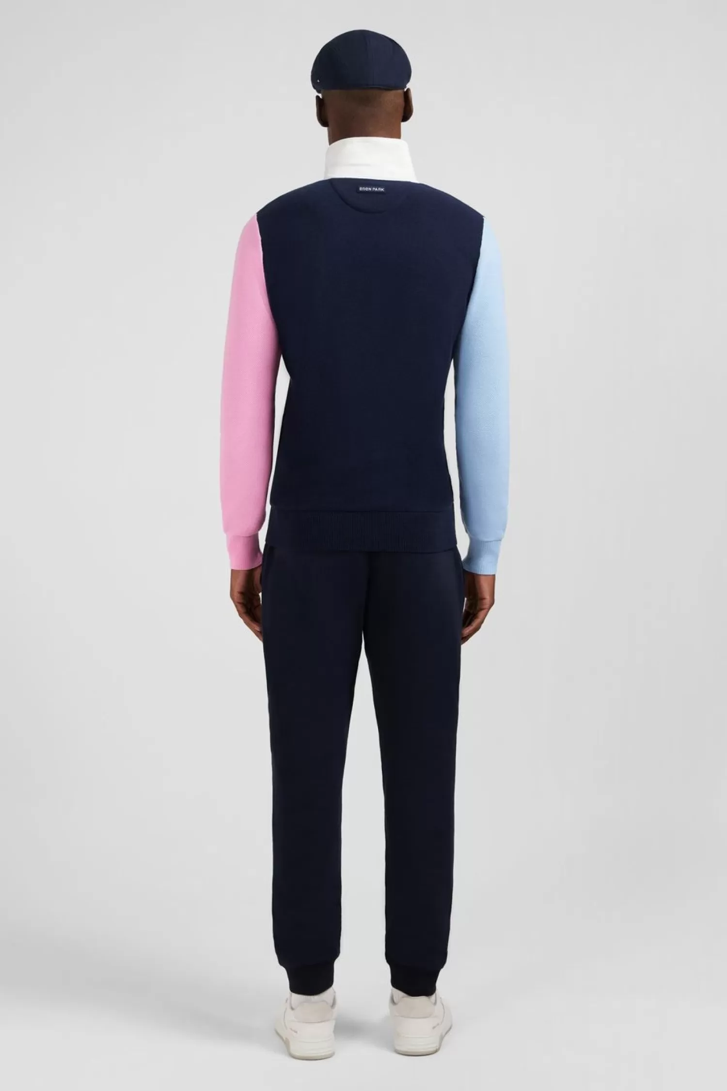 pull_colorblock_marine_a_col_maillot_en_coton_5.webp Eden Park Pull Colorblock Marine A Col Maillot En Coton-Homme Maillots De Rugby