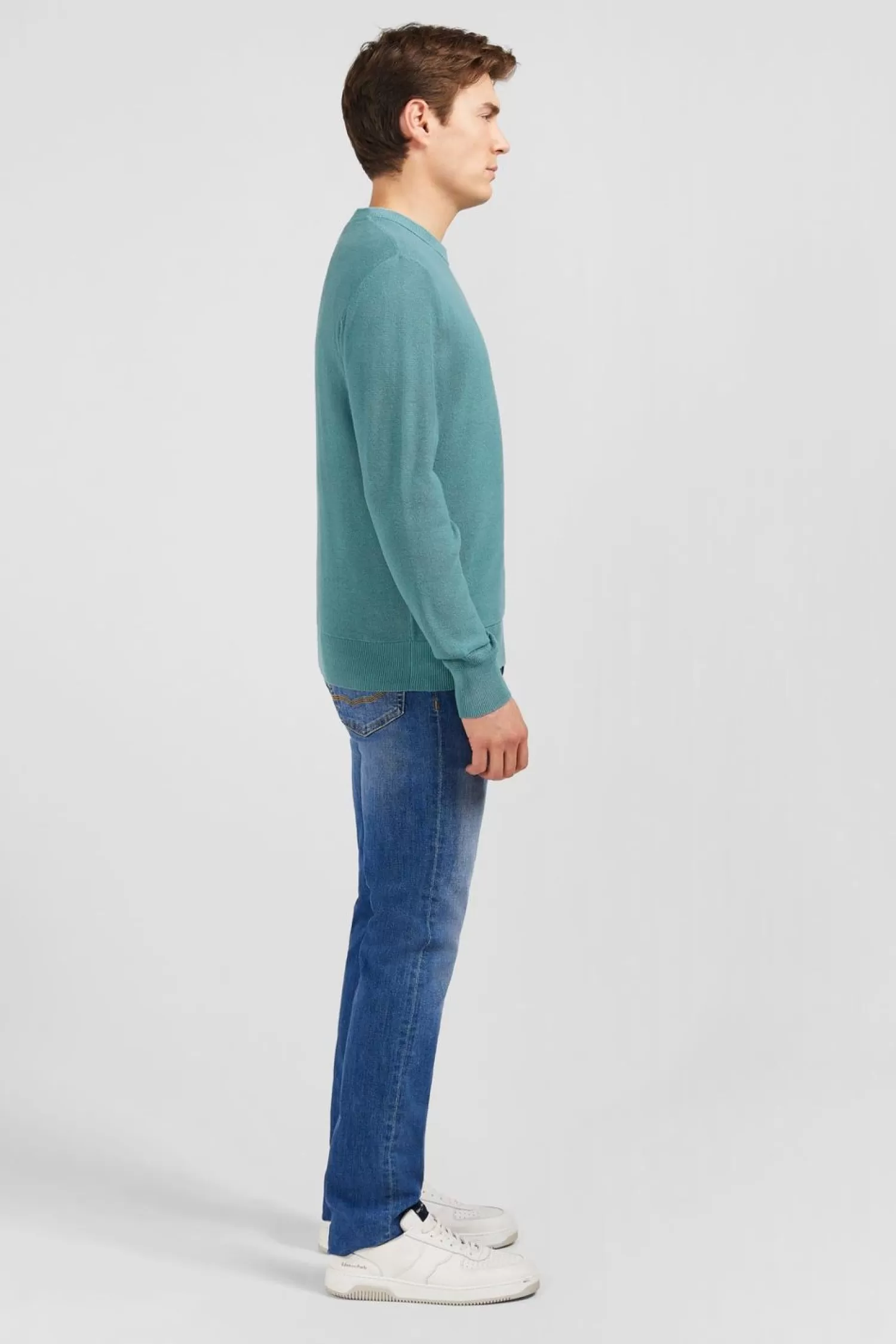 pull_vert_en_lin_melange_2.webp Eden Park Pull Vert En Lin Melange-Homme Pulls