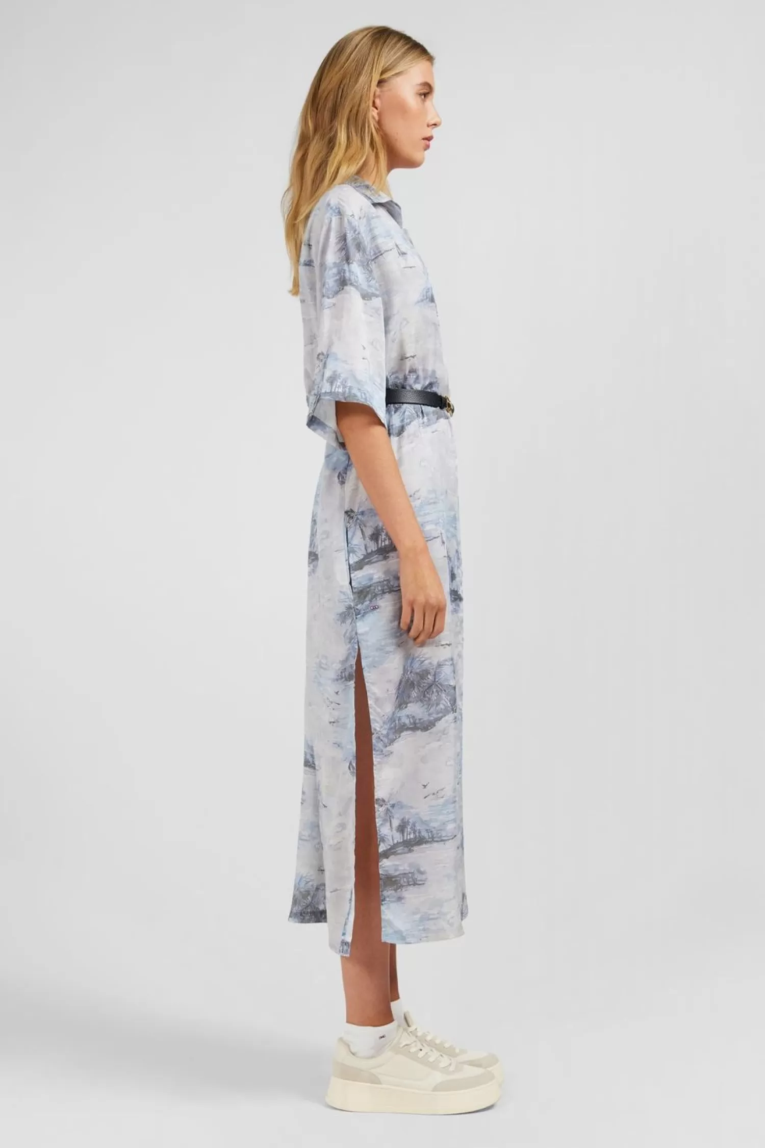 robe_chemise_en_lyocell_bleu_imprime_palmiers_3.webp Eden Park Robe Chemise En Lyocell Bleu Imprime Palmiers-Femme Robes