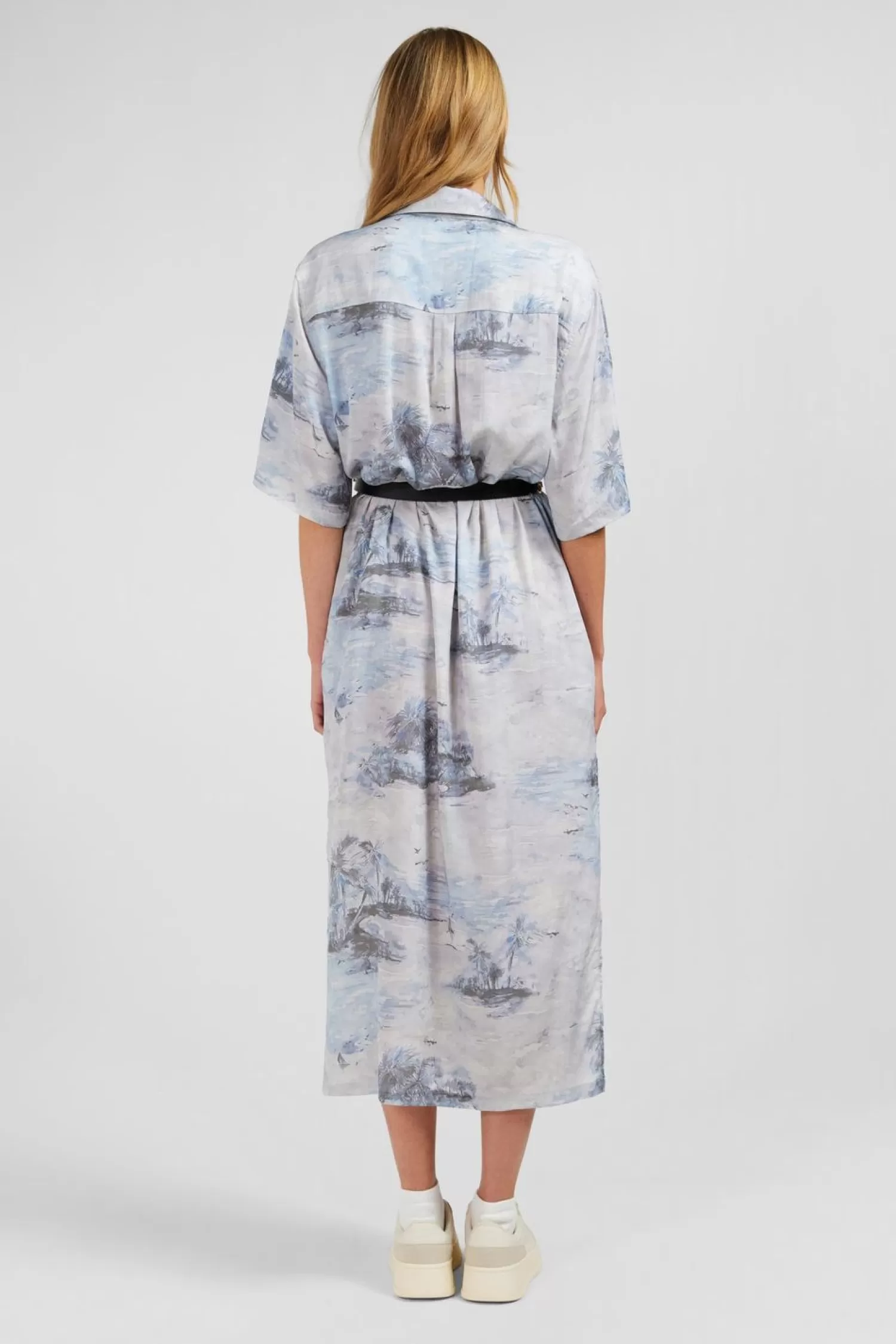robe_chemise_en_lyocell_bleu_imprime_palmiers_5.webp Eden Park Robe Chemise En Lyocell Bleu Imprime Palmiers-Femme Robes