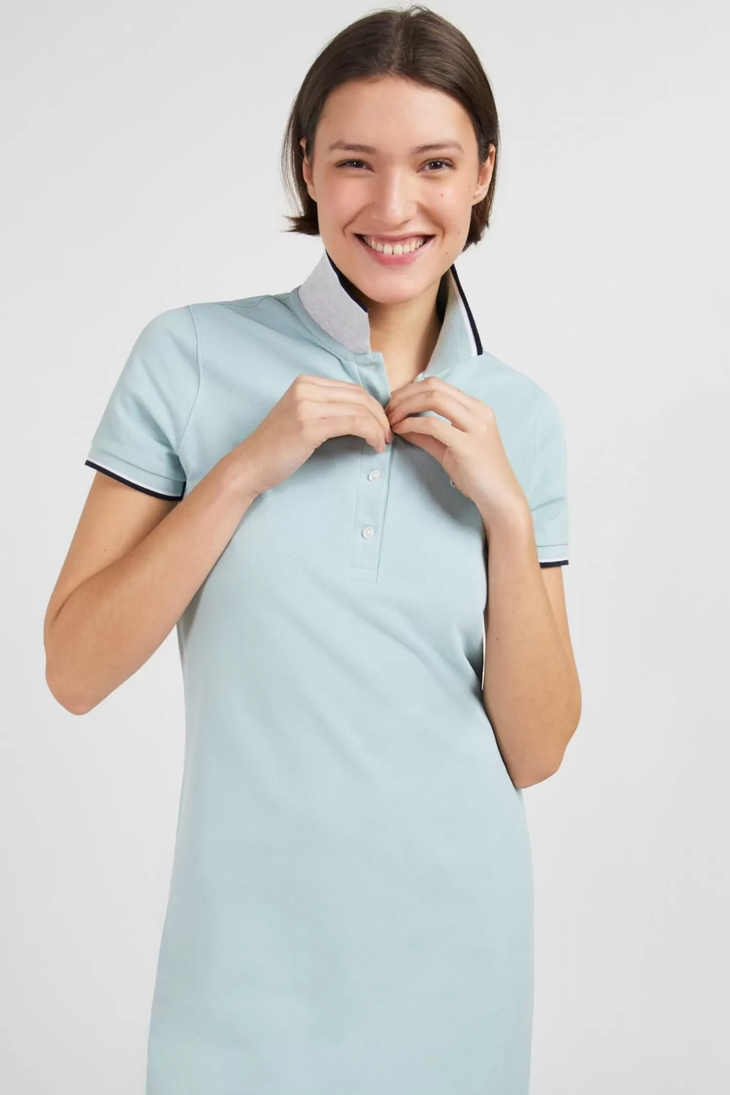 robe_verte_a_col_polo_2.webp Eden Park Robe Verte A Col Polo-Femme Robes