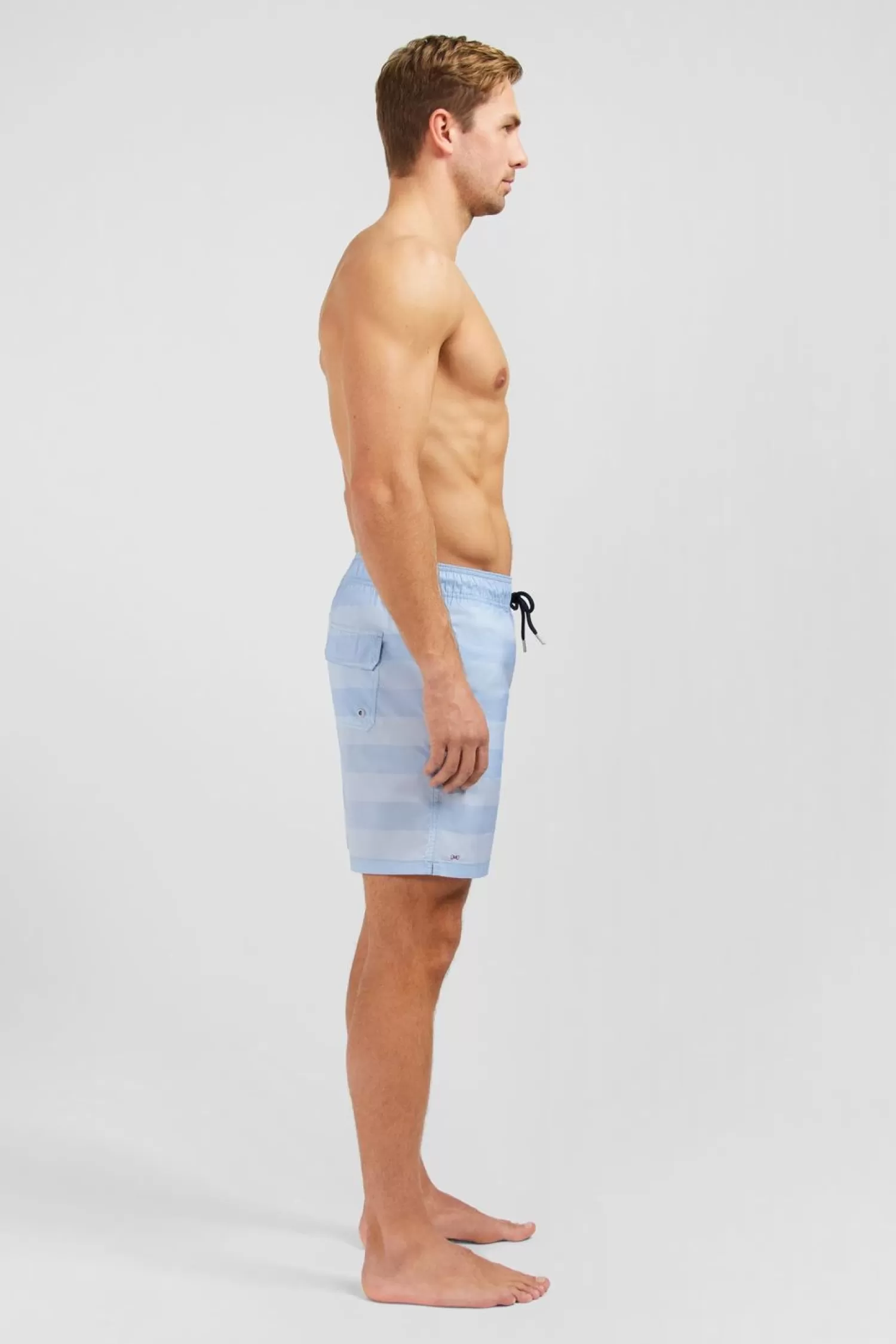short_de_bain_a_rayures_bleu_ciel_3.webp Eden Park Short De Bain A Rayures Bleu Ciel-Homme Maillots De Bain