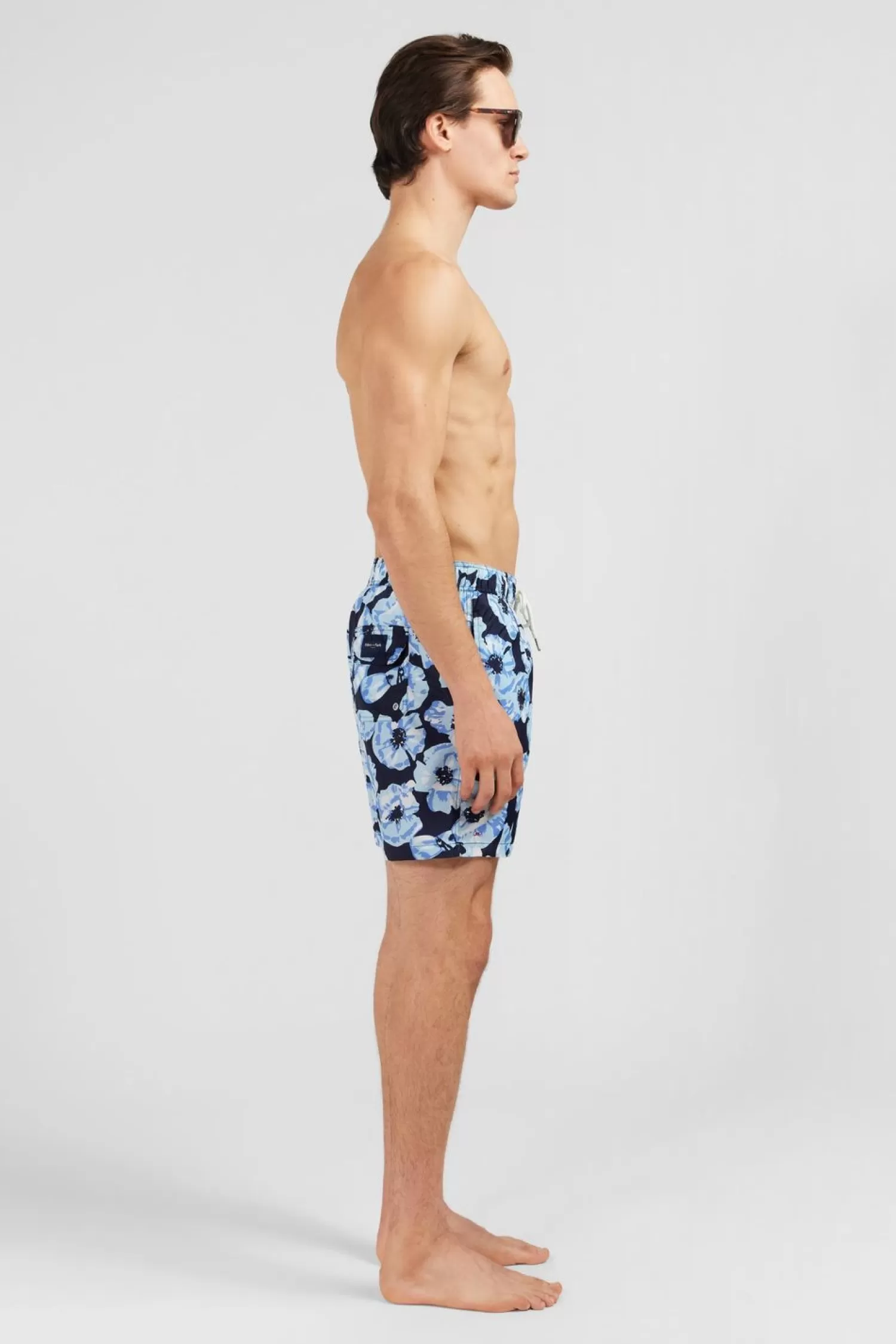 short_de_bain_bleu_imprime_exclusif_fleurs_3.webp Eden Park Short De Bain Bleu Imprime Exclusif Fleurs-Homme Maillots De Bain