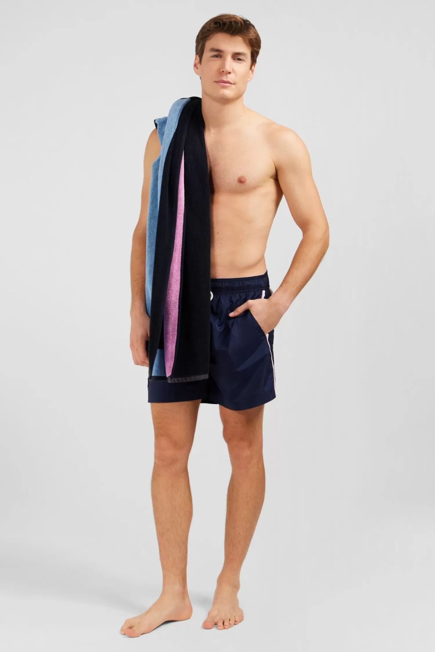 Eden Park Short De Bain Uni Detail Bandes Tricolores-Homme Maillots De Bain
