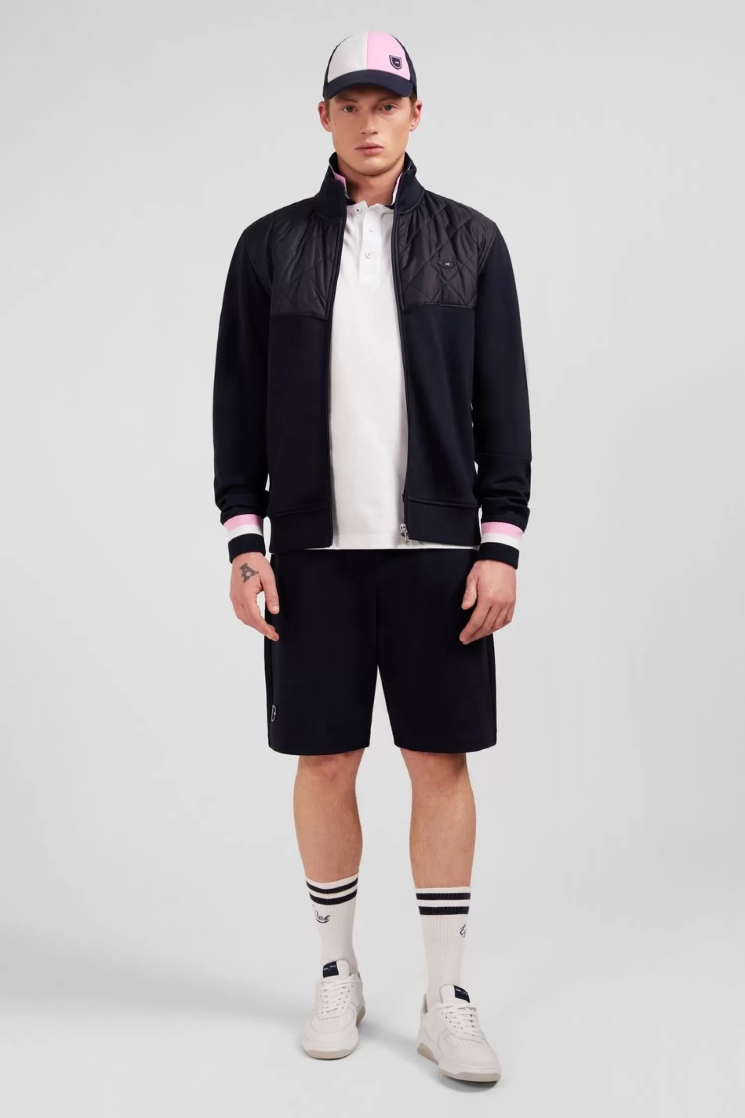 Eden Park Sweat Bleu Fonce Zippe Colorblock-Homme Sweats