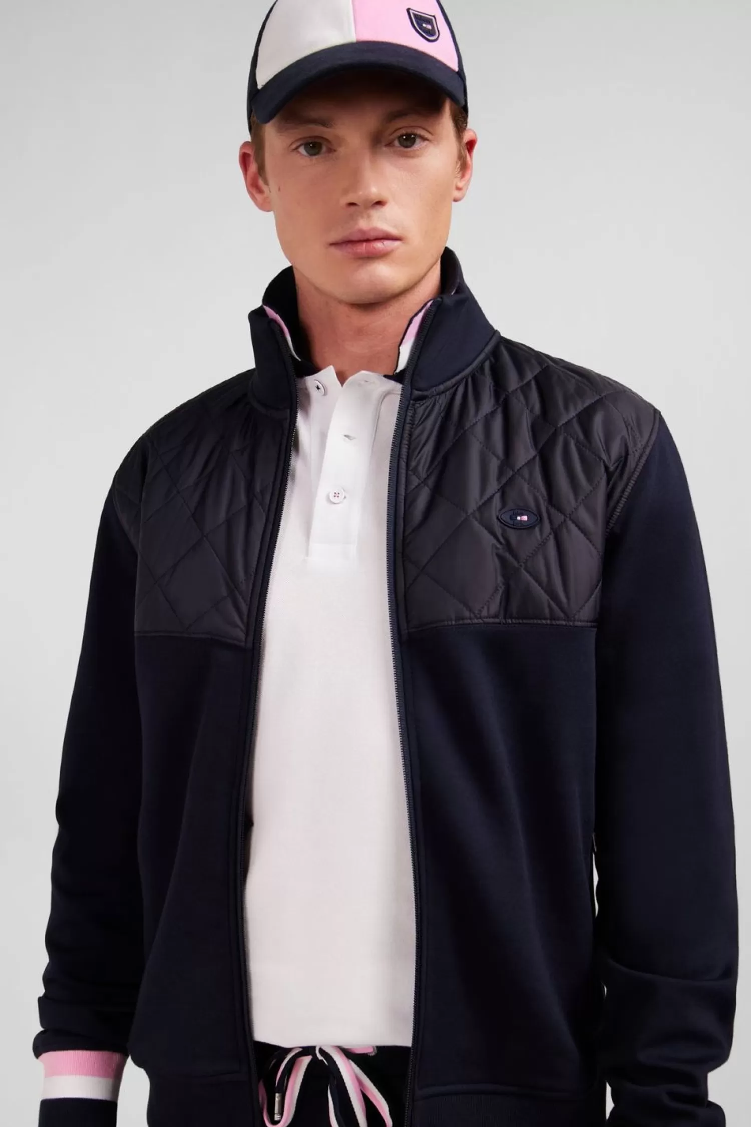 Eden Park Sweat Bleu Fonce Zippe Colorblock-Homme Sweats