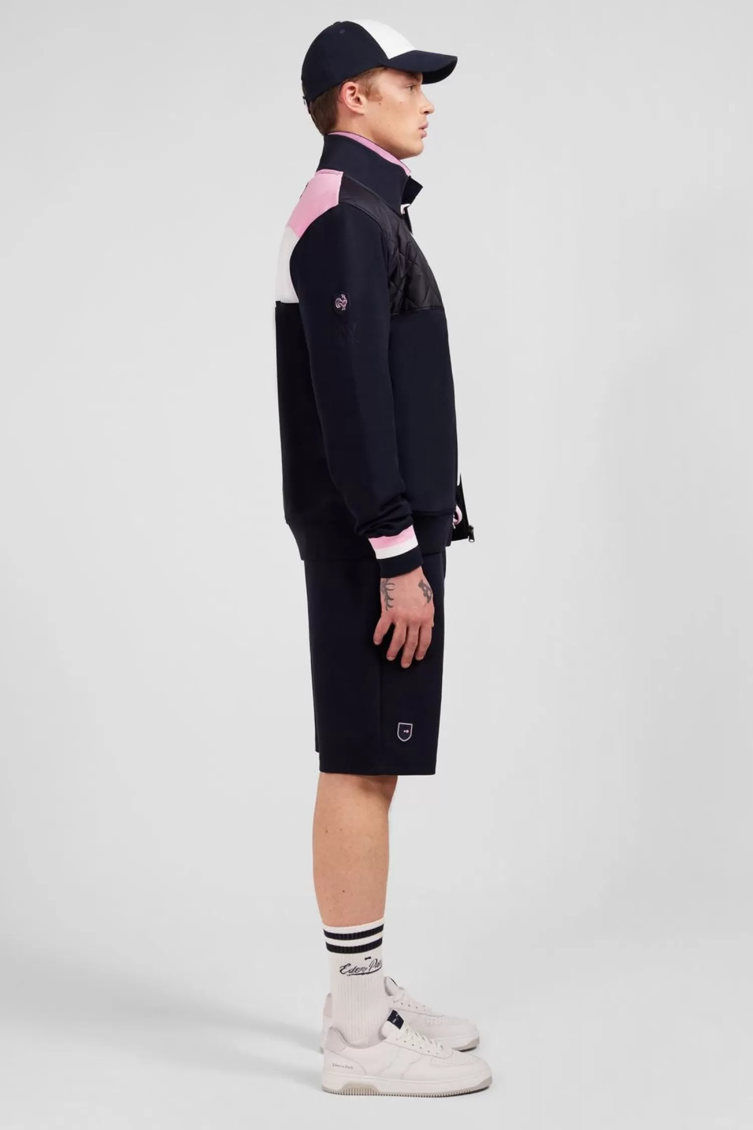 Eden Park Sweat Bleu Fonce Zippe Colorblock-Homme Sweats