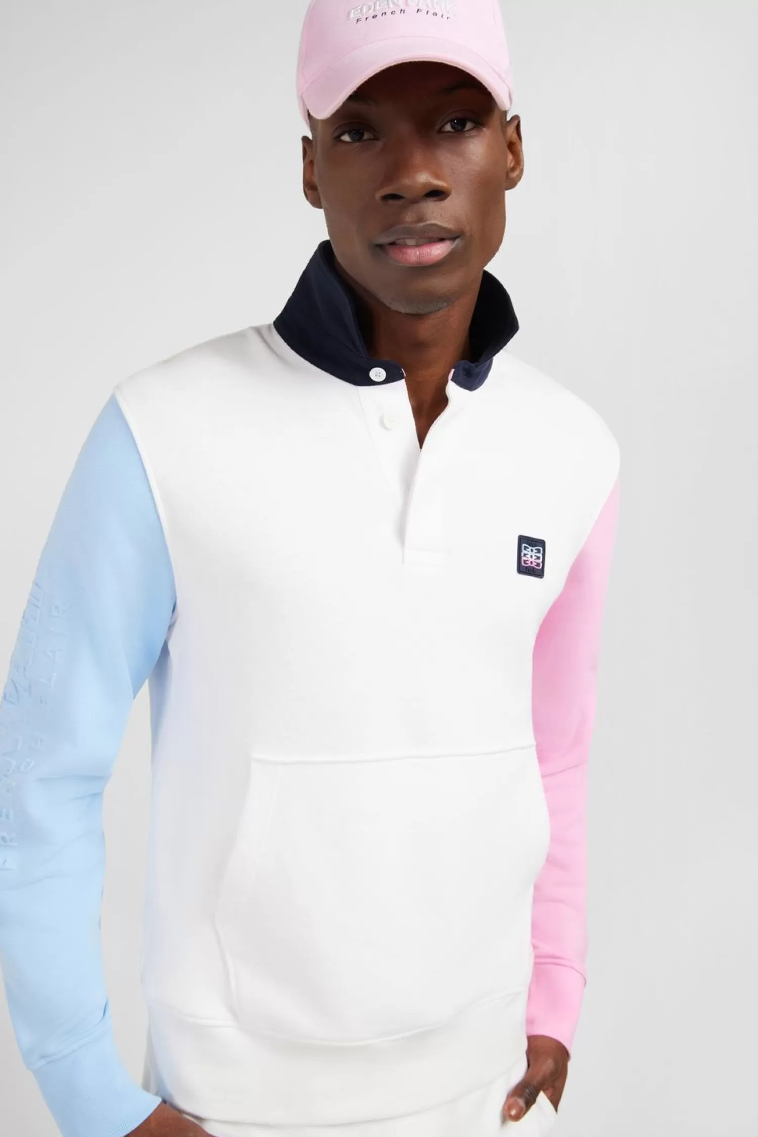 sweat_colorblock_a_col_maillot_2.webp Eden Park Sweat Colorblock A Col Maillot-Homme Maillots De Rugby