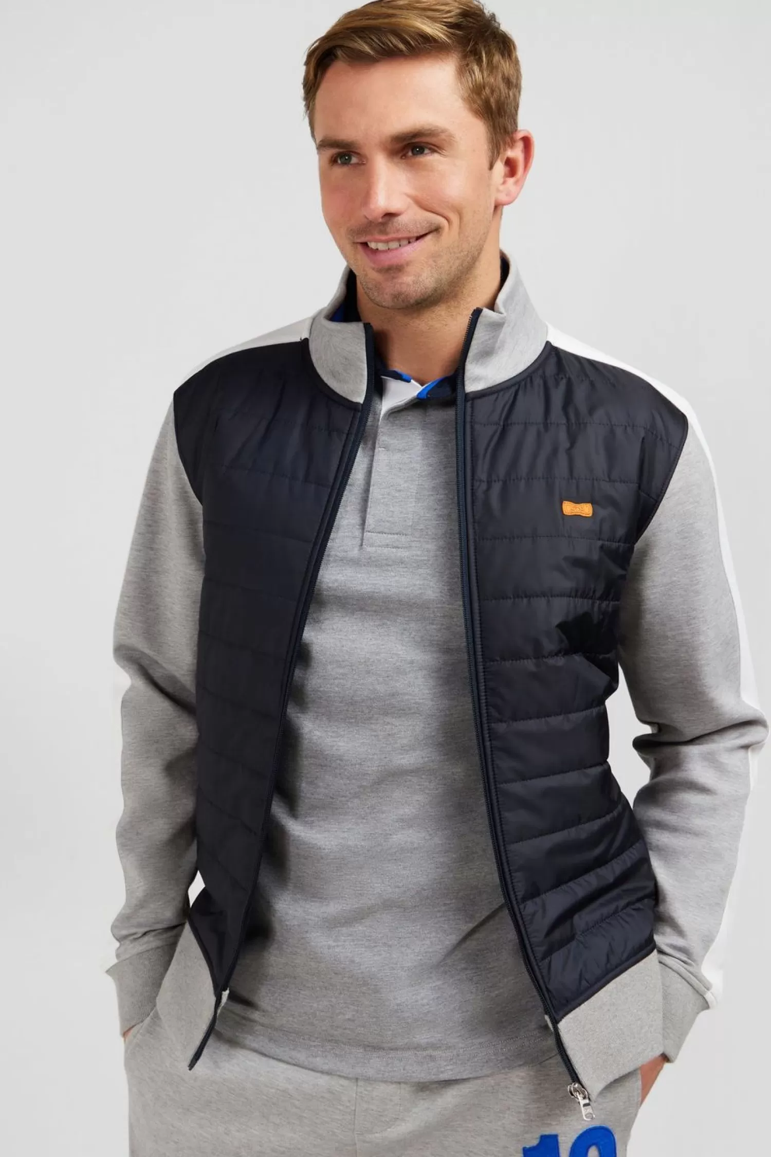 Eden Park Sweat Gris Zippe Colorblock Bimatiere-Homme Sweats