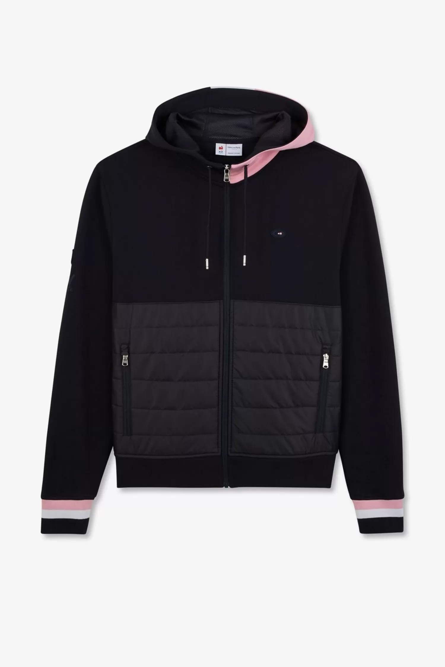 Eden Park Sweat Zippe Bleu Fonce A Capuche Tricolore-Homme Sweats