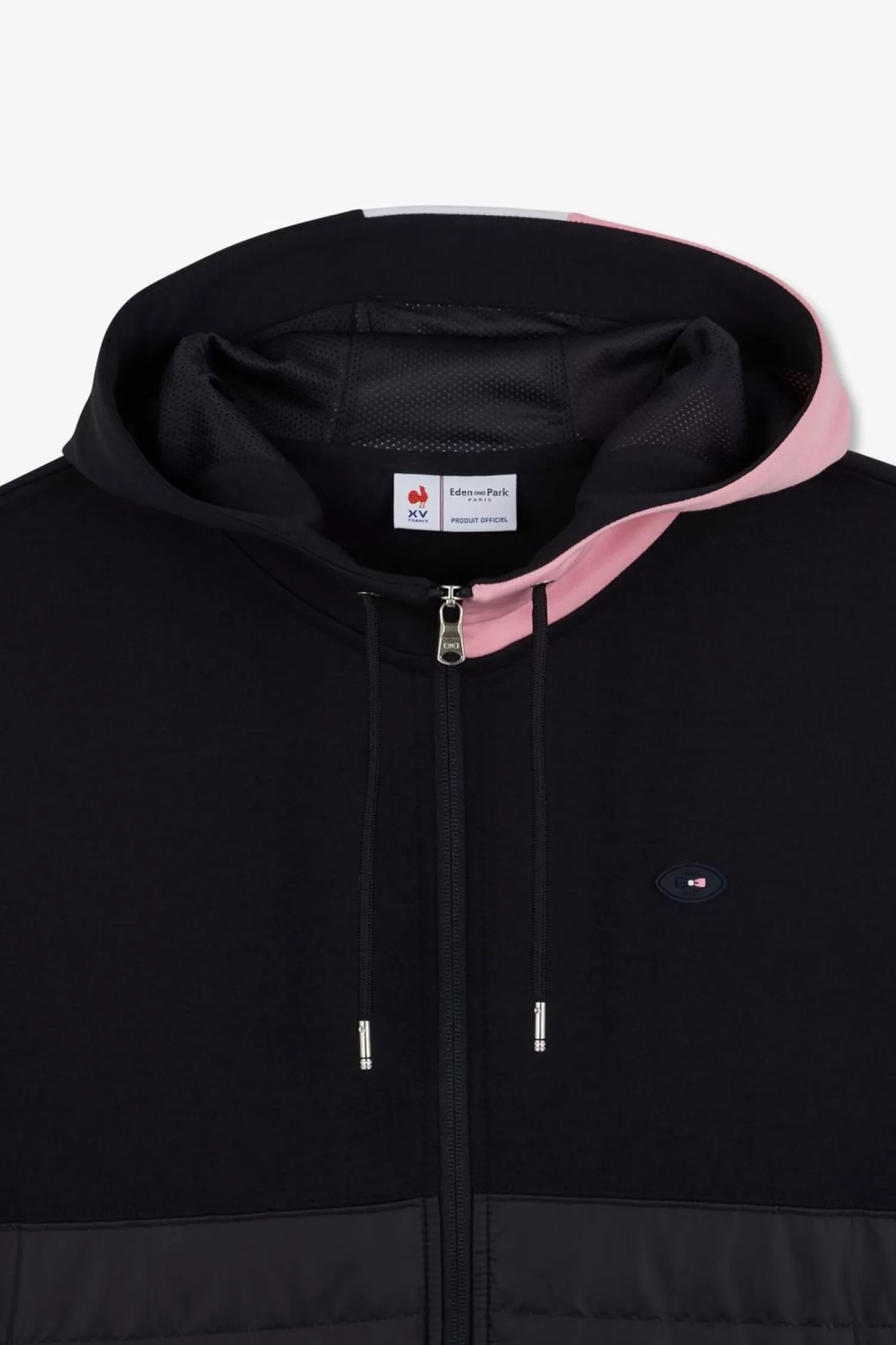 Eden Park Sweat Zippe Bleu Fonce A Capuche Tricolore-Homme Sweats