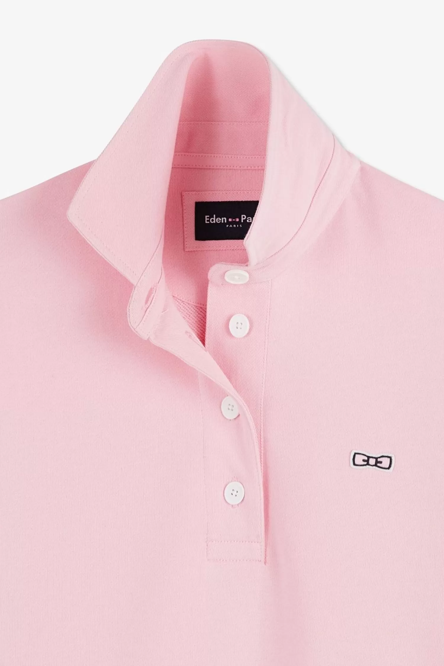 sweatshirt_rose_col_polo_en_coton_2.webp Eden Park Sweatshirt Rose Col Polo En Coton-Femme Sweats