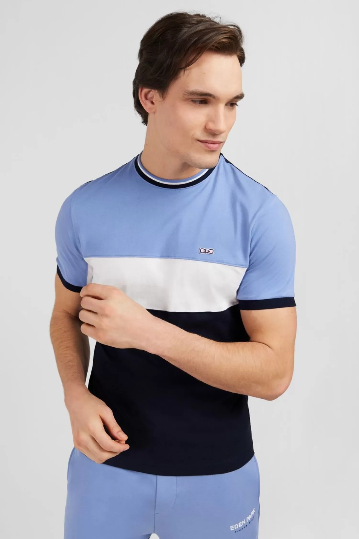 Eden Park T-Shirt Bleu Colorblock A Manches Courtes-Homme T-Shirts