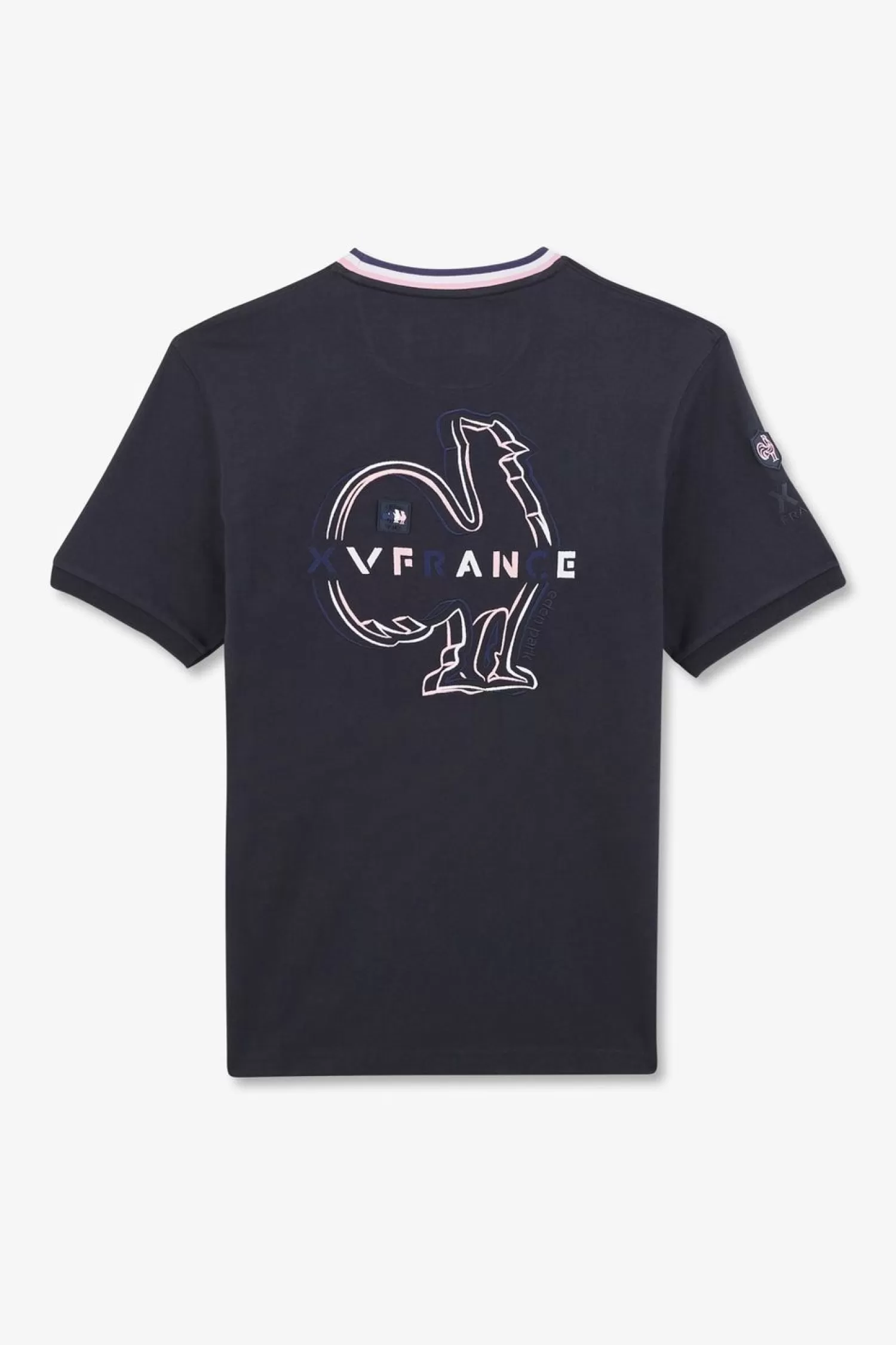 Eden Park T-Shirt Bleu Marine A Coq Xv De France Au Dos-Homme T-Shirts