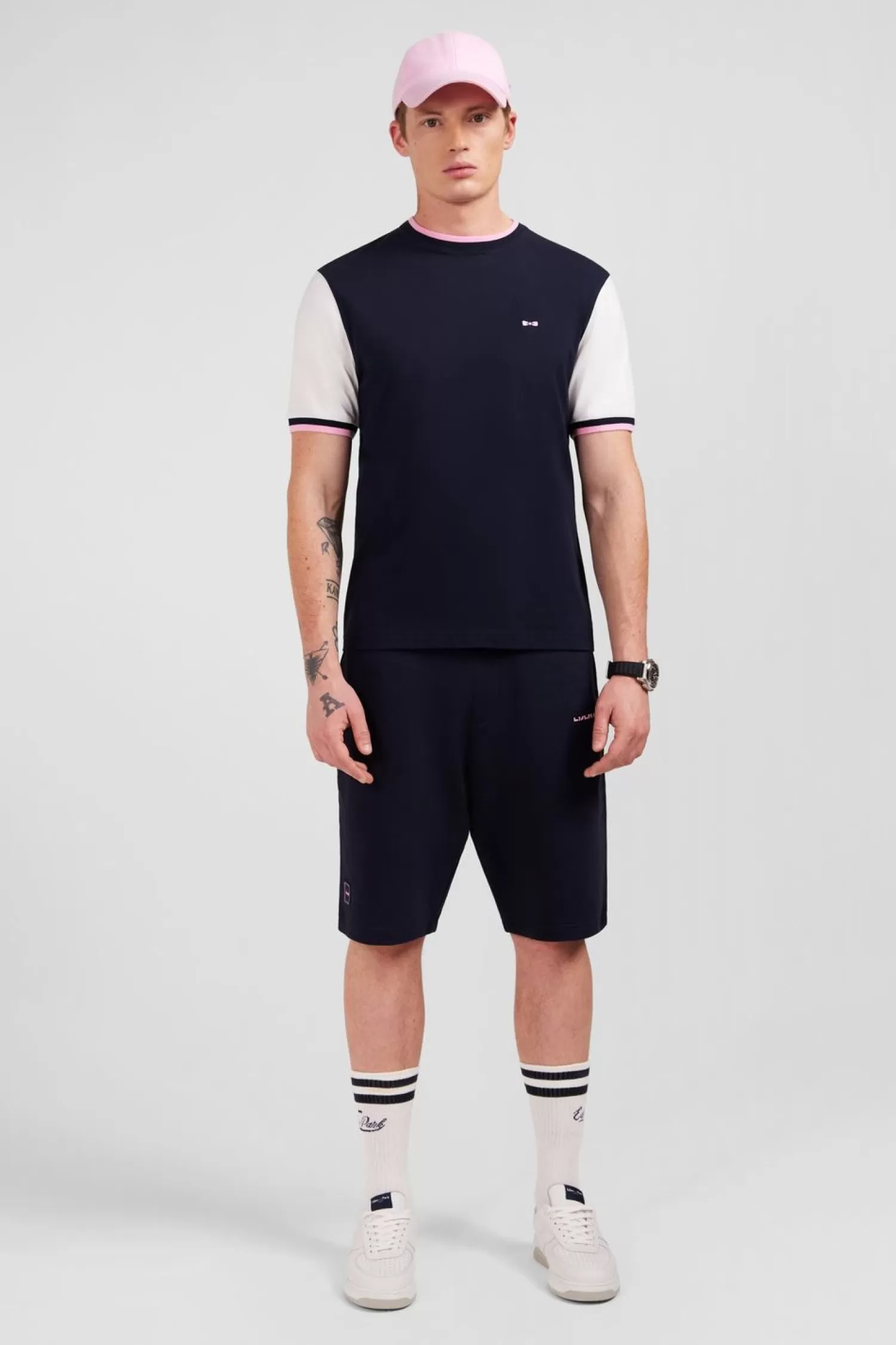 Eden Park T-Shirt Colorblock Bleu A Inscription French Flair-Homme T-Shirts