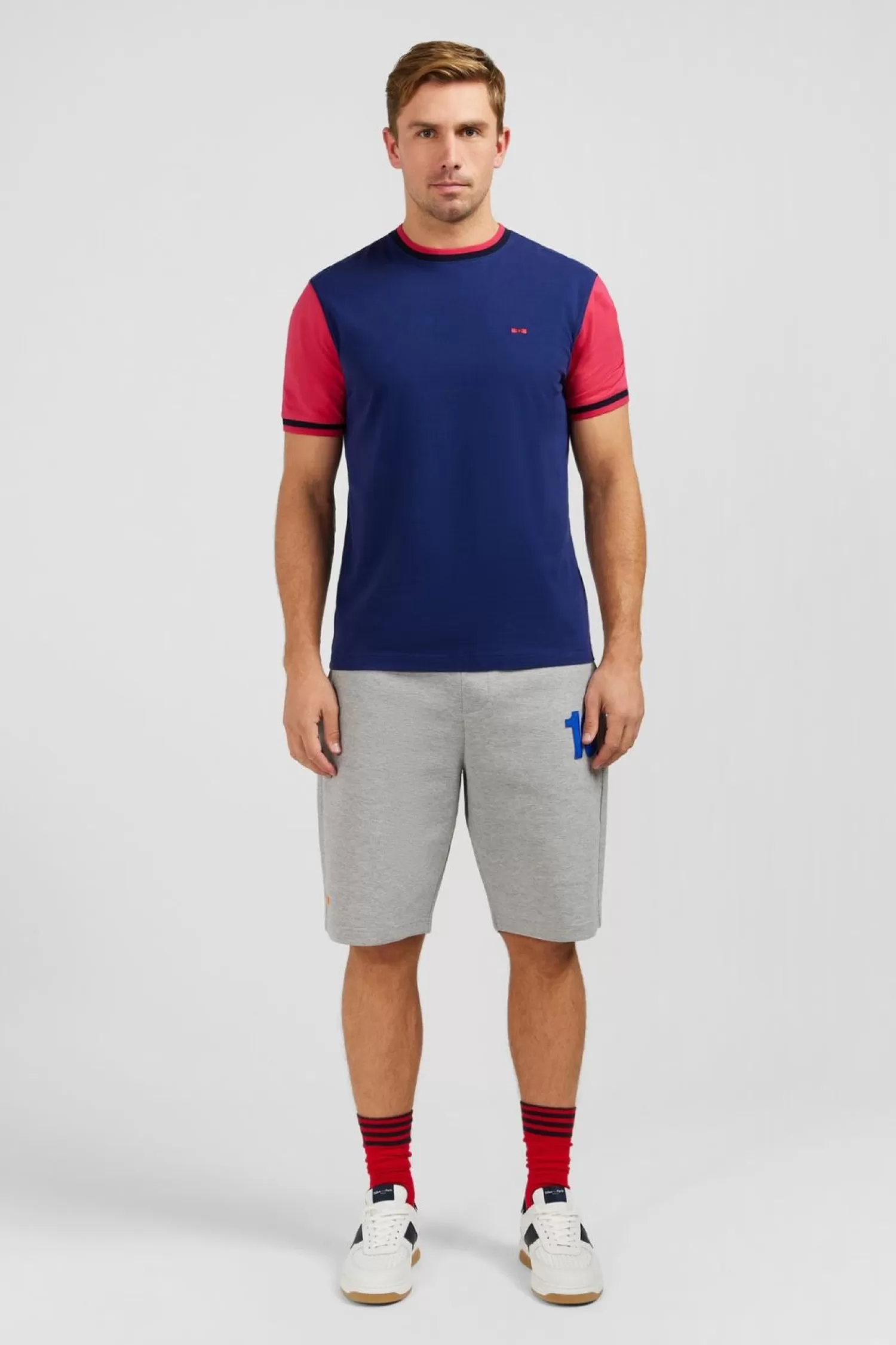 Eden Park T-Shirt Colorblock Bleu Fonce A Inscription French Flair-Homme T-Shirts
