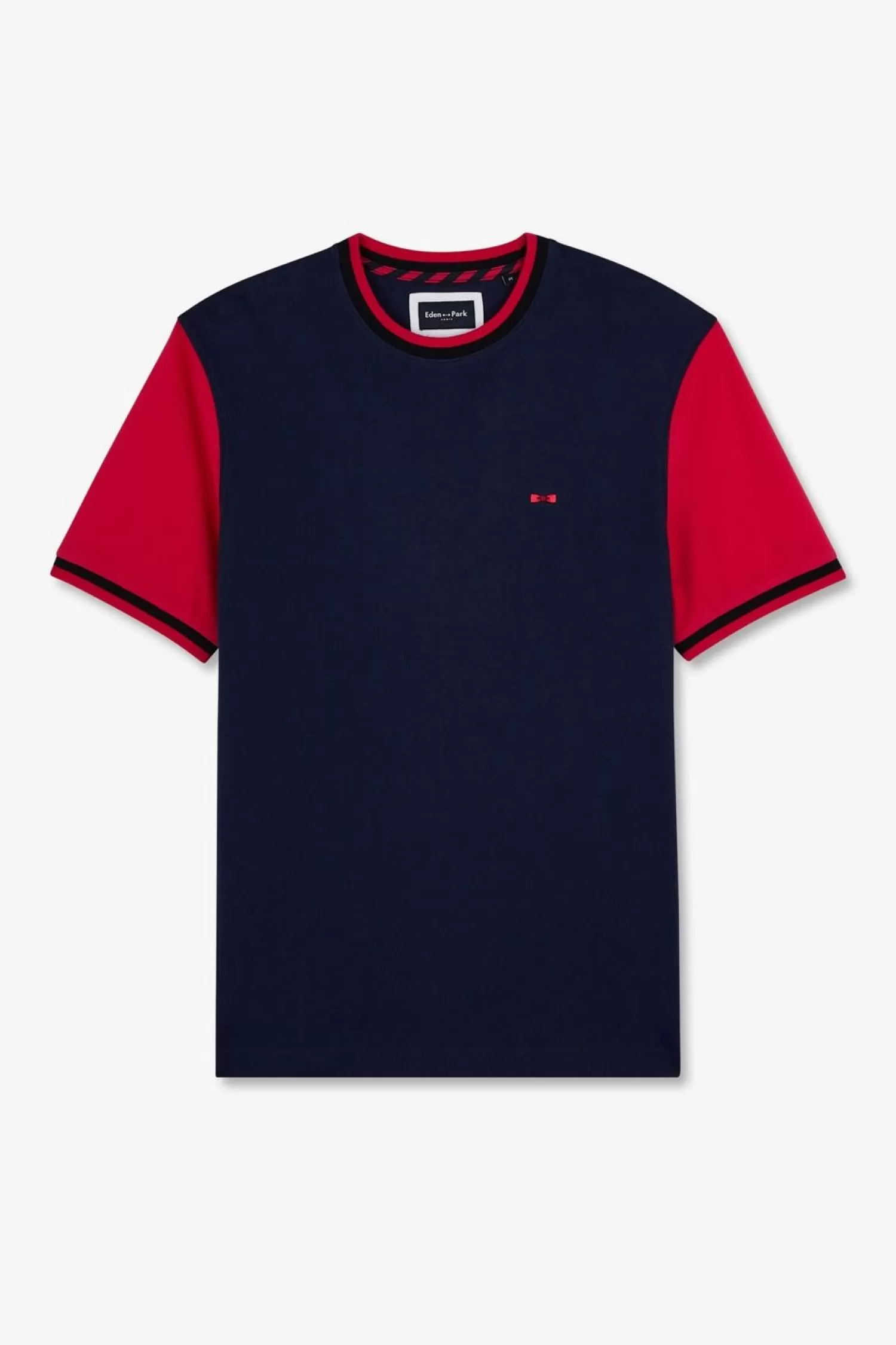 Eden Park T-Shirt Colorblock Bleu Fonce A Inscription French Flair-Homme T-Shirts