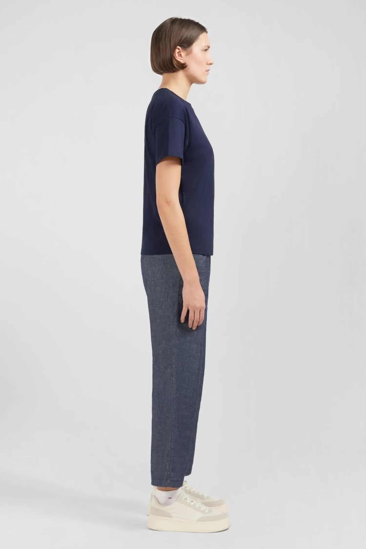 tshirt_manches_courtes_bleu_marine_uni_3.webp Eden Park T-Shirt Manches Courtes Bleu Marine Uni-Femme T-Shirts