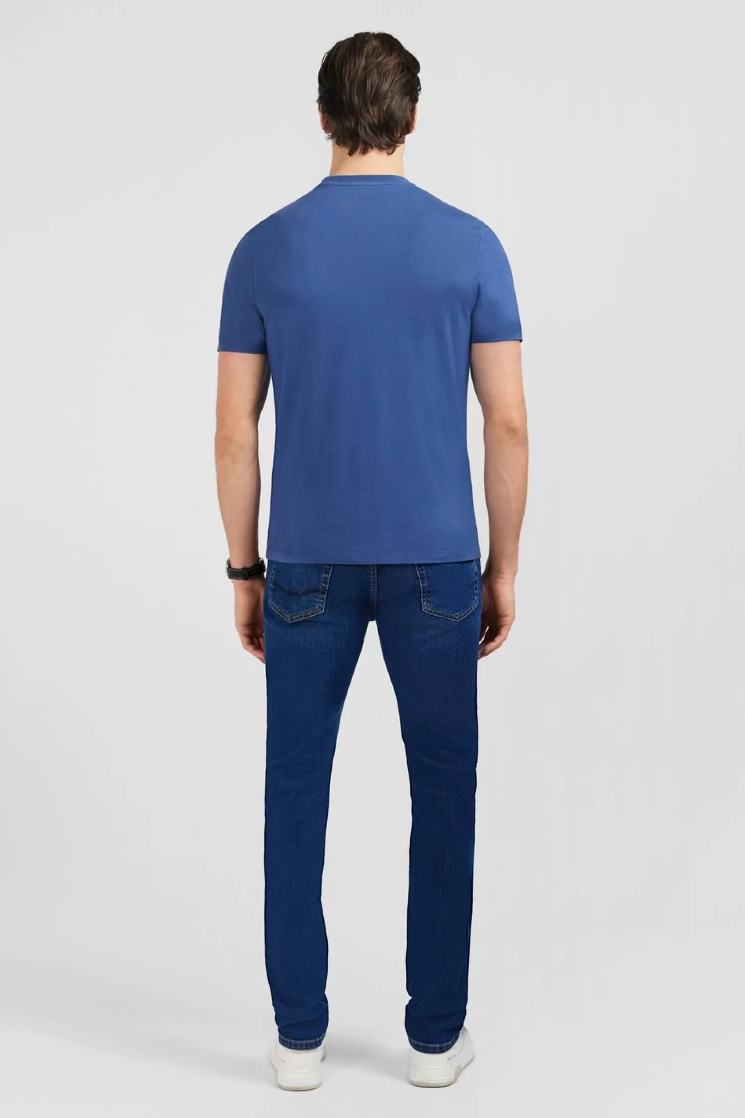 tshirt_manches_courtes_bleu_uni_5.webp Eden Park T-Shirt Manches Courtes Bleu Uni-Homme T-Shirts