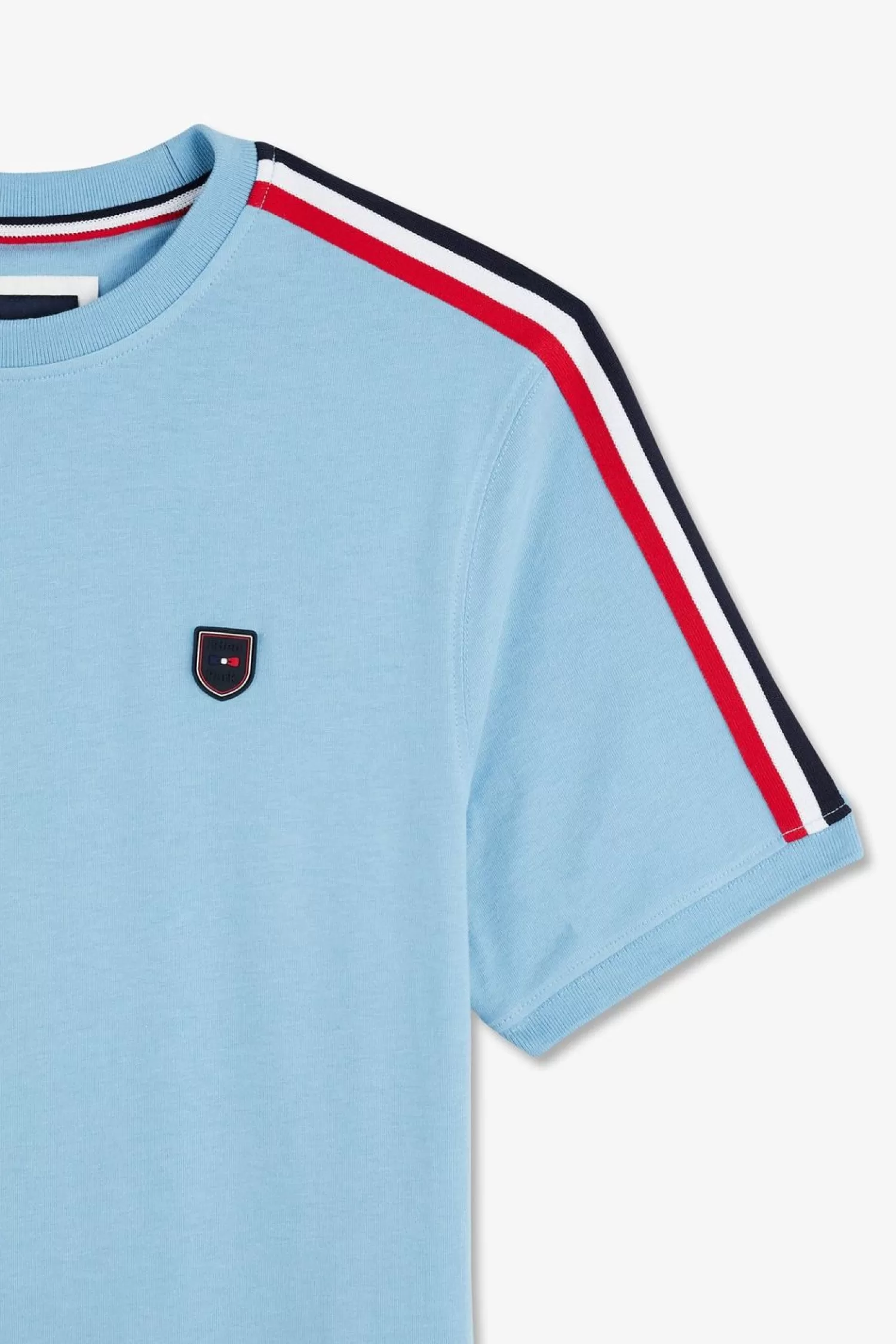Eden Park T-Shirt Manches Courtes Ciel En Coton Galons Epaules Tricolores-Homme T-Shirts