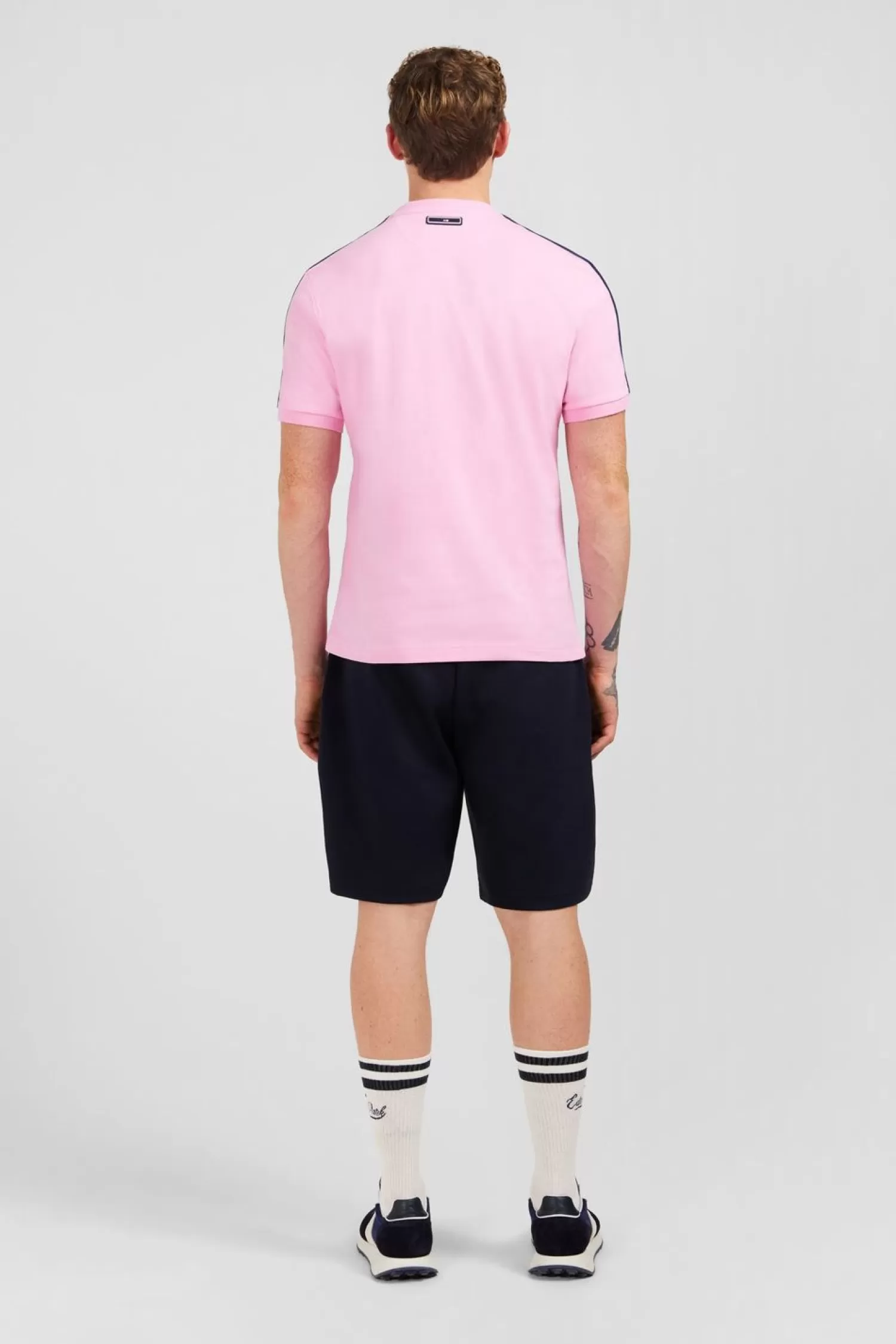 Eden Park T-Shirt Manches Courtes Rose En Coton Galons Epaules Tricolores-Homme T-Shirts